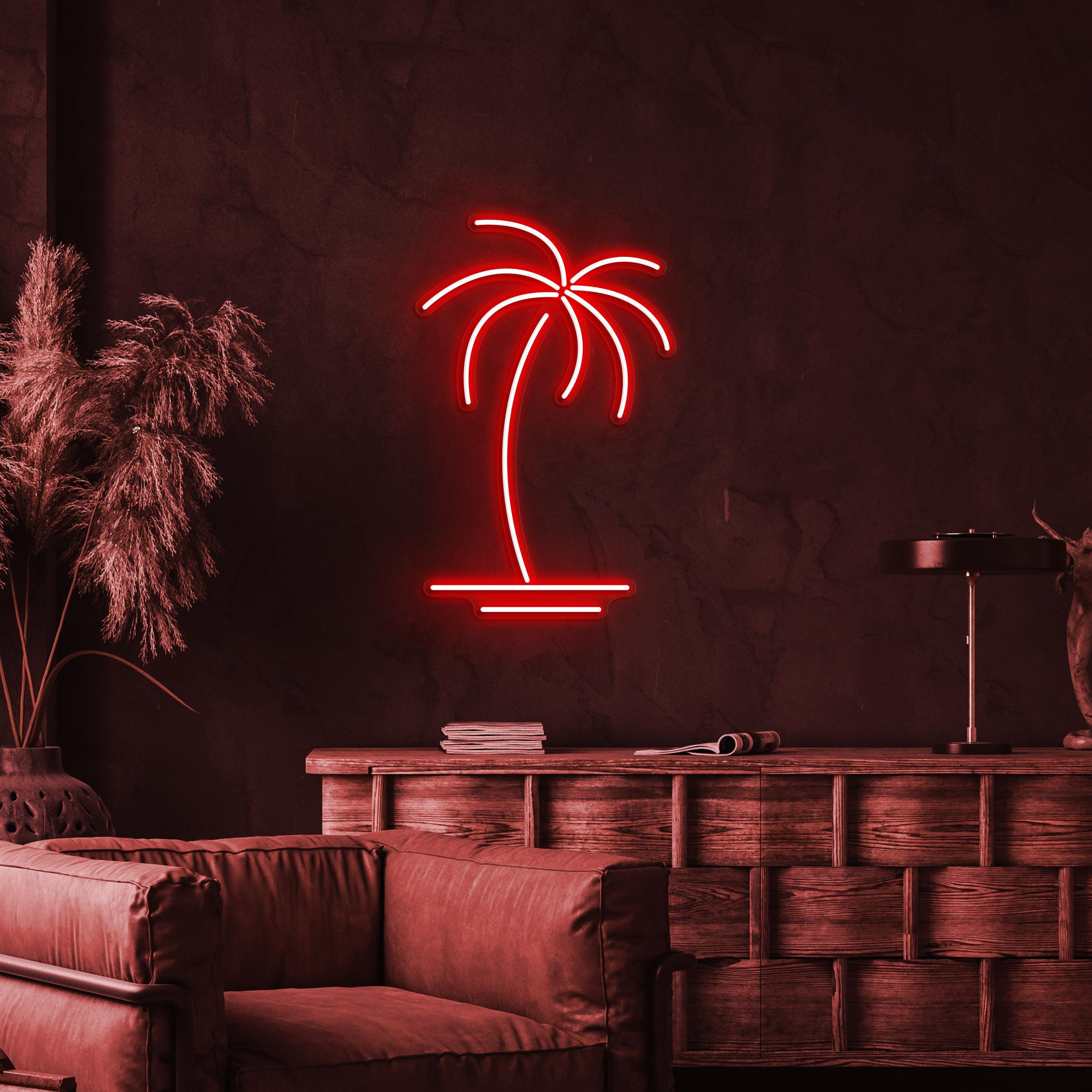 Palm Tree Neon Sign, Palm Tree LED Light, Palm Tree Wall Decor, Summer Beach Art, Island Wall Art, Coconut Tree Sign, Beach Home, Cafe Decor