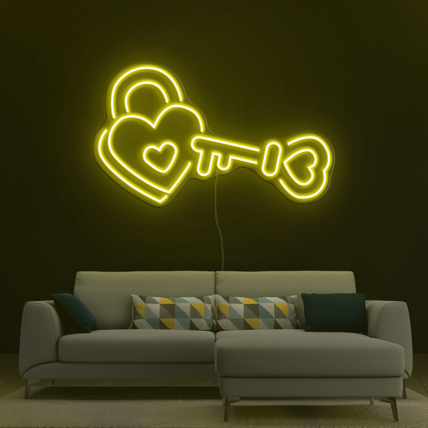 Heart Neon Sign, Lock Heart LED Light, Padlock Heart Neon Sign, Romantic Wall Decor for Bedroom, Shop,  Wedding, Heart Gift, Heart Neon Art