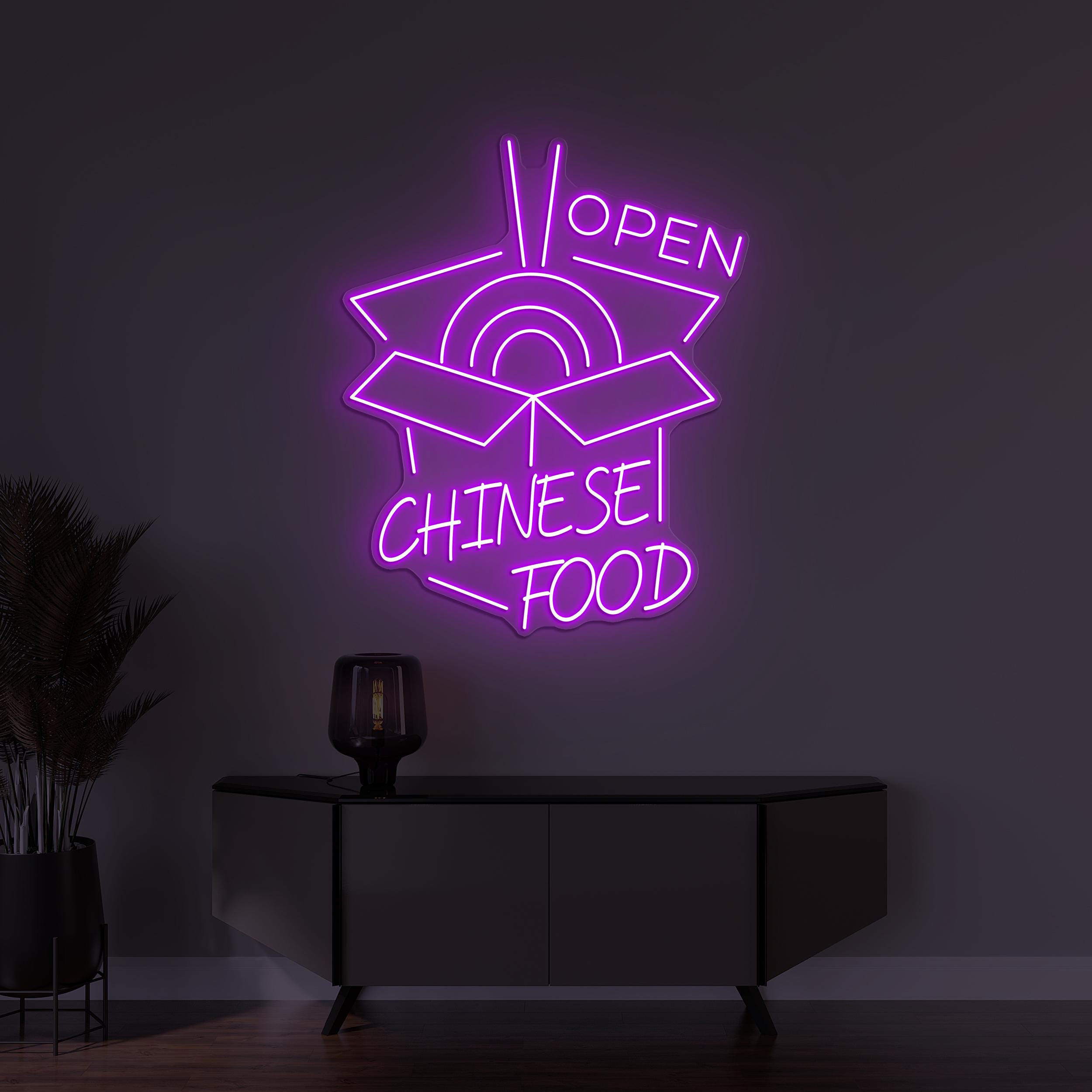 Chinese Food Open Neon Sign, Chinese Food Open LED Light, Restaurant Wall Decor, Chinese Food Wall Decor, Custom Neon Sign, Food Lover Art