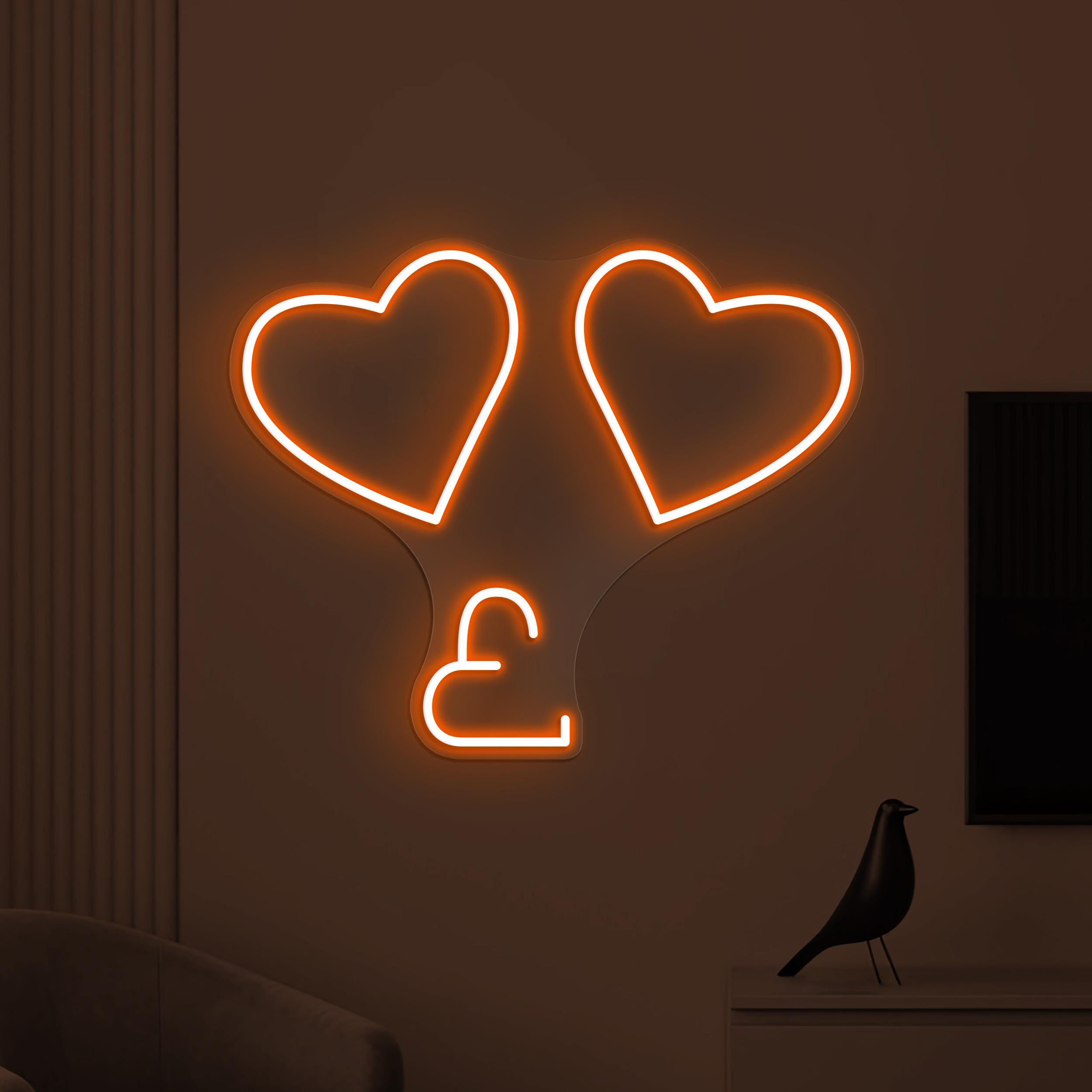 Heart Neon Sign, Double Heart LED Light, Love Hearts Wall Decor, Wedding Party Wall Art, Engagement Sign, Couple Room Decor, Gift for Couple