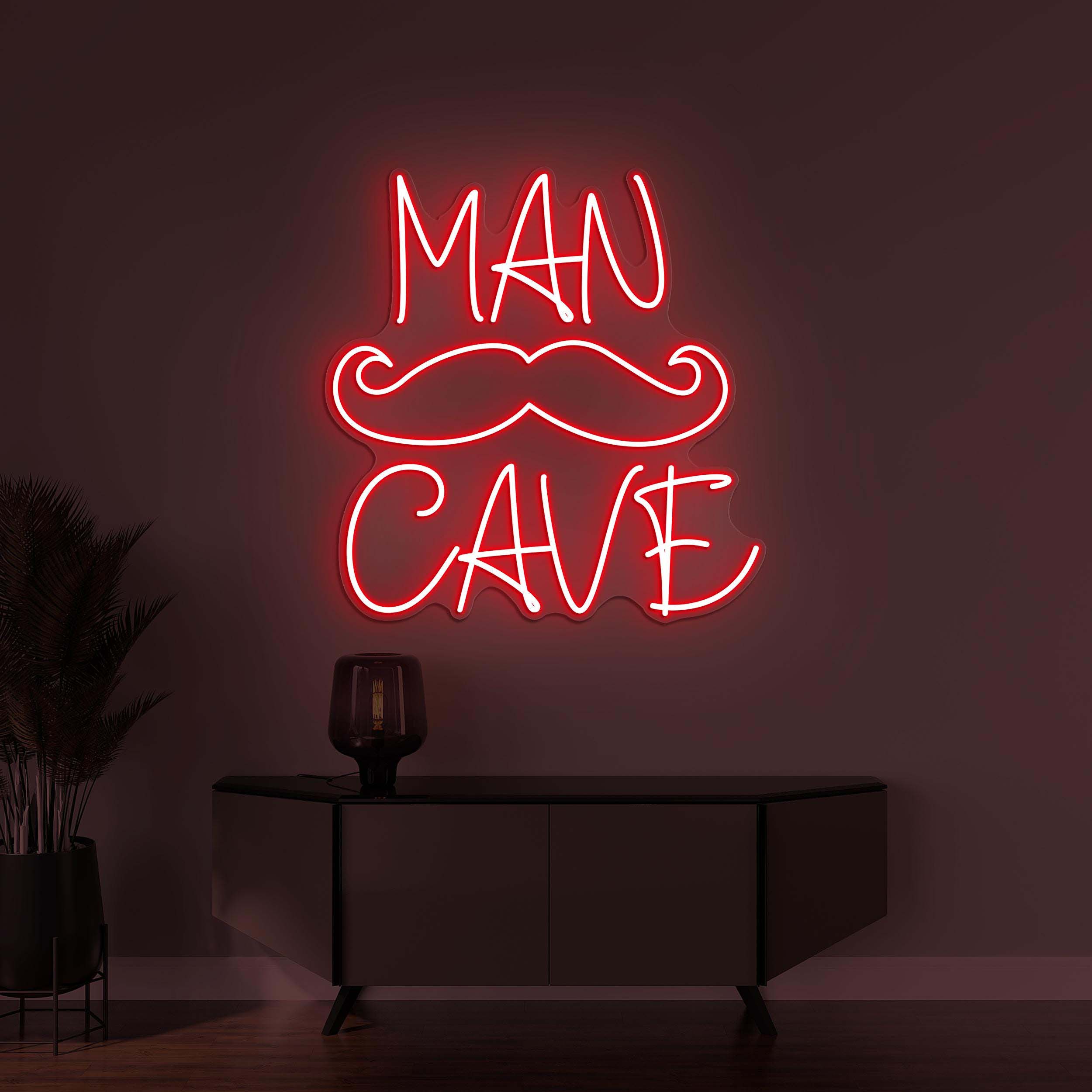 Man Cave Neon Sign, Man Cave Light, Man Cave Bar Wall Decor, Mustache Wall Art, Beer Cave Gift for Men, Gifts for Dad, Man Cave Pub Bar Art
