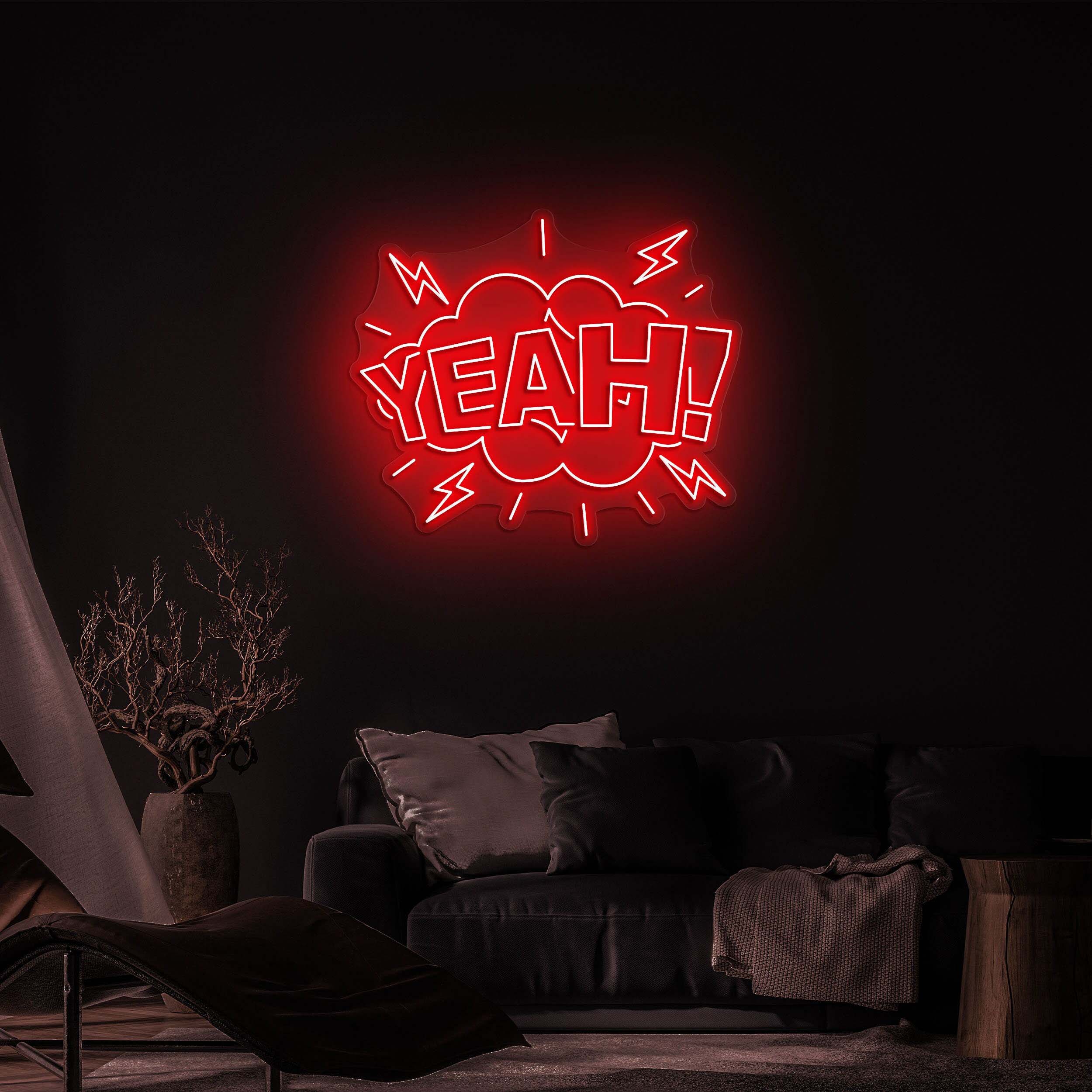 Yeah Neon Sign, Light for Home Decor, Bars, Events, and Man Caves, Game room decor, Led Neon Light for Home, Office, Party and Shop decor