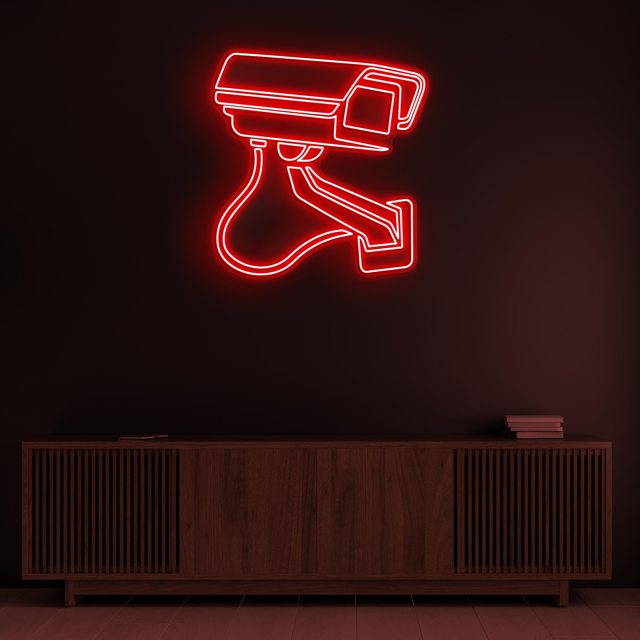 Camera Neon Sign, Security Camera LED Light, CCTV Wall Decor, Surveillance Wall Art, Shop, Malls, & Market Neon Light, Custom Neon Sign
