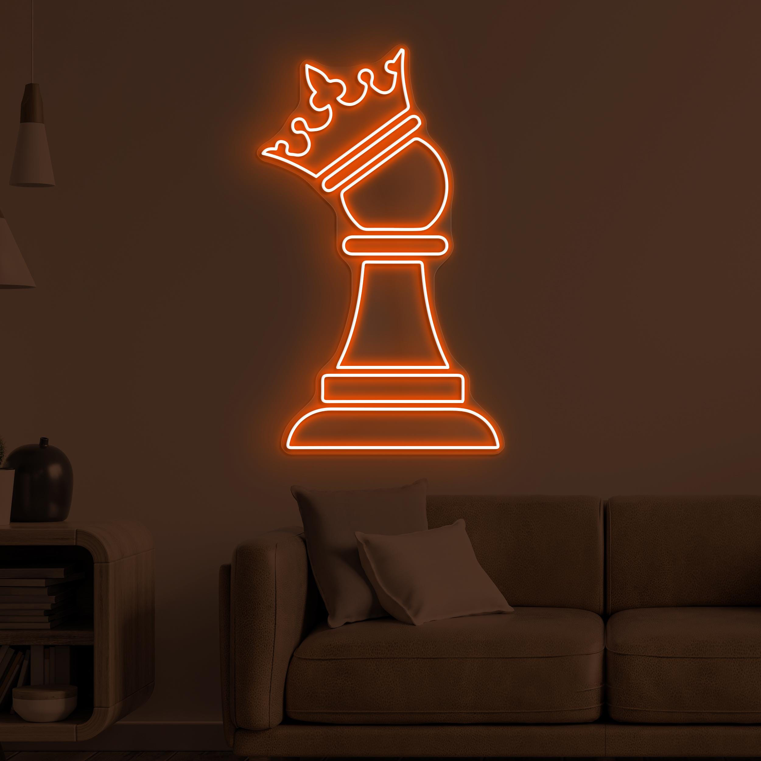 Chess King Neon Sign, Chess King LED Light, Checkmate LED Neon Art, Chessboard Neon Light, Game Room Wall Art, Office Wall Art, Custom Sign