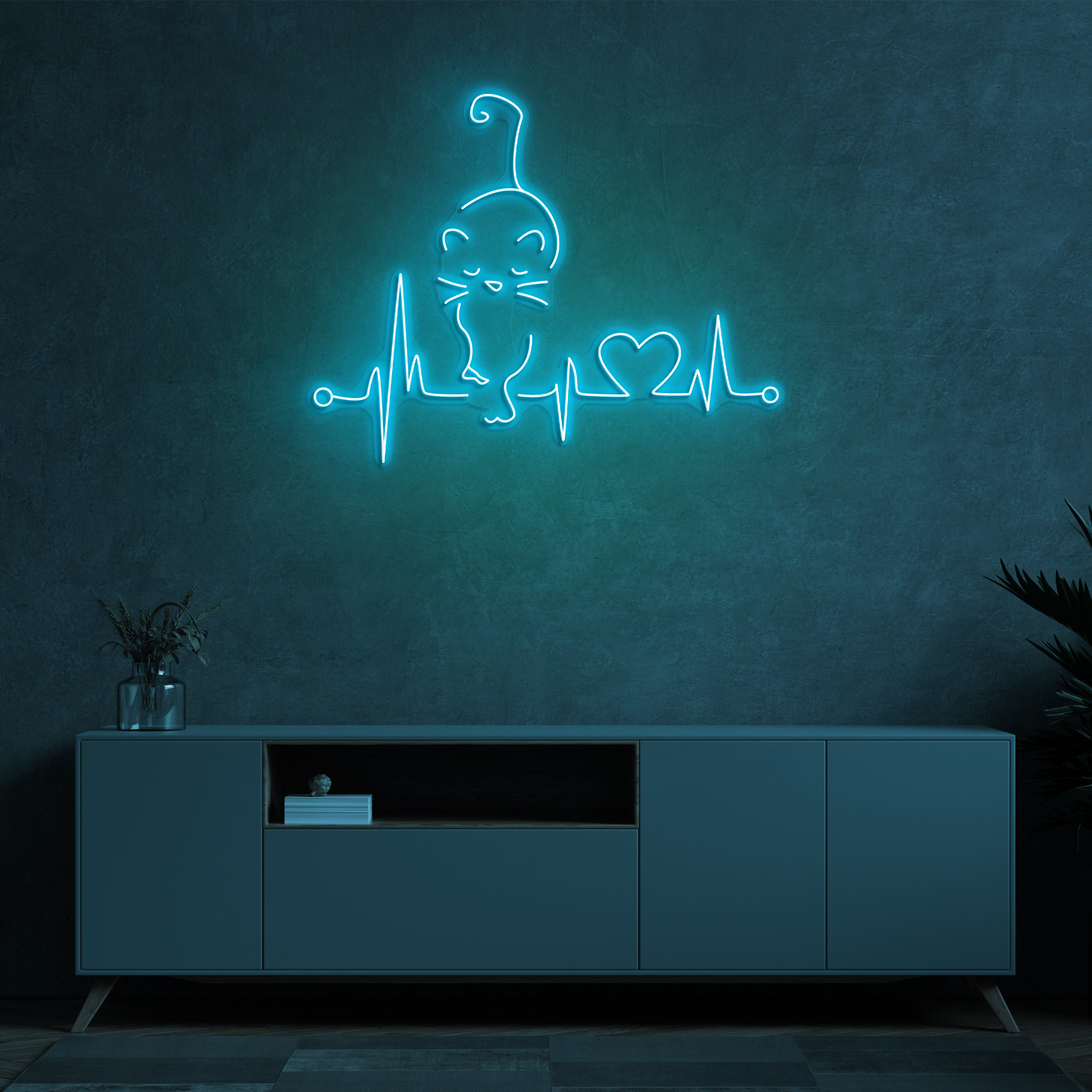 Heartbeat Cat Neon Sign, Heartbeat LED Light, CatBeat Neon Art, Cat Heartbeat Wall Decor Sign, Heartbeat Love Pet Decor, Heartbeat Wall Art