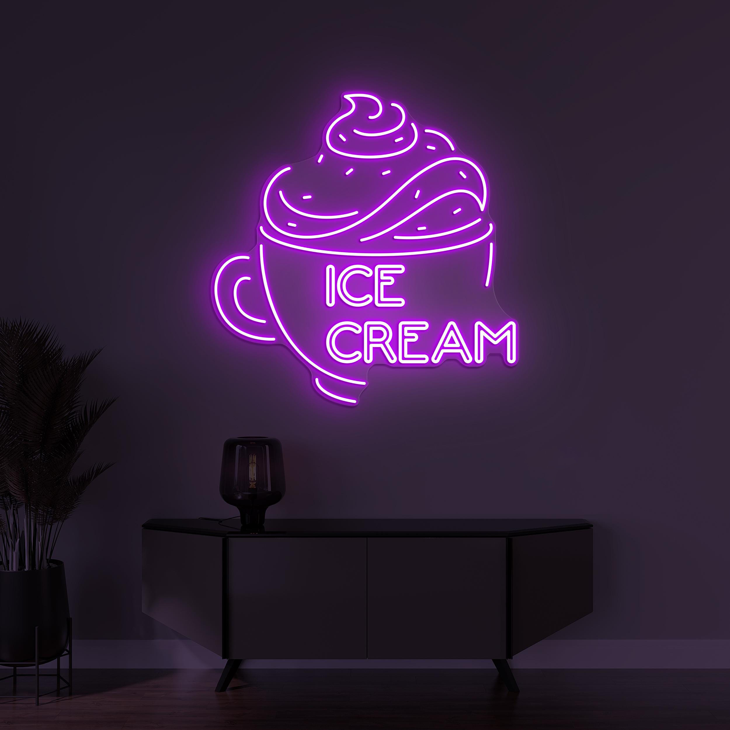 Ice Cream Neon Sign, Ice Cream Led Light, Ice Cream Cup Sign, Sweet Dish Wall Decor, Dessert Wall Art, Ice Cream Shop Sign, Ice Cream Lover