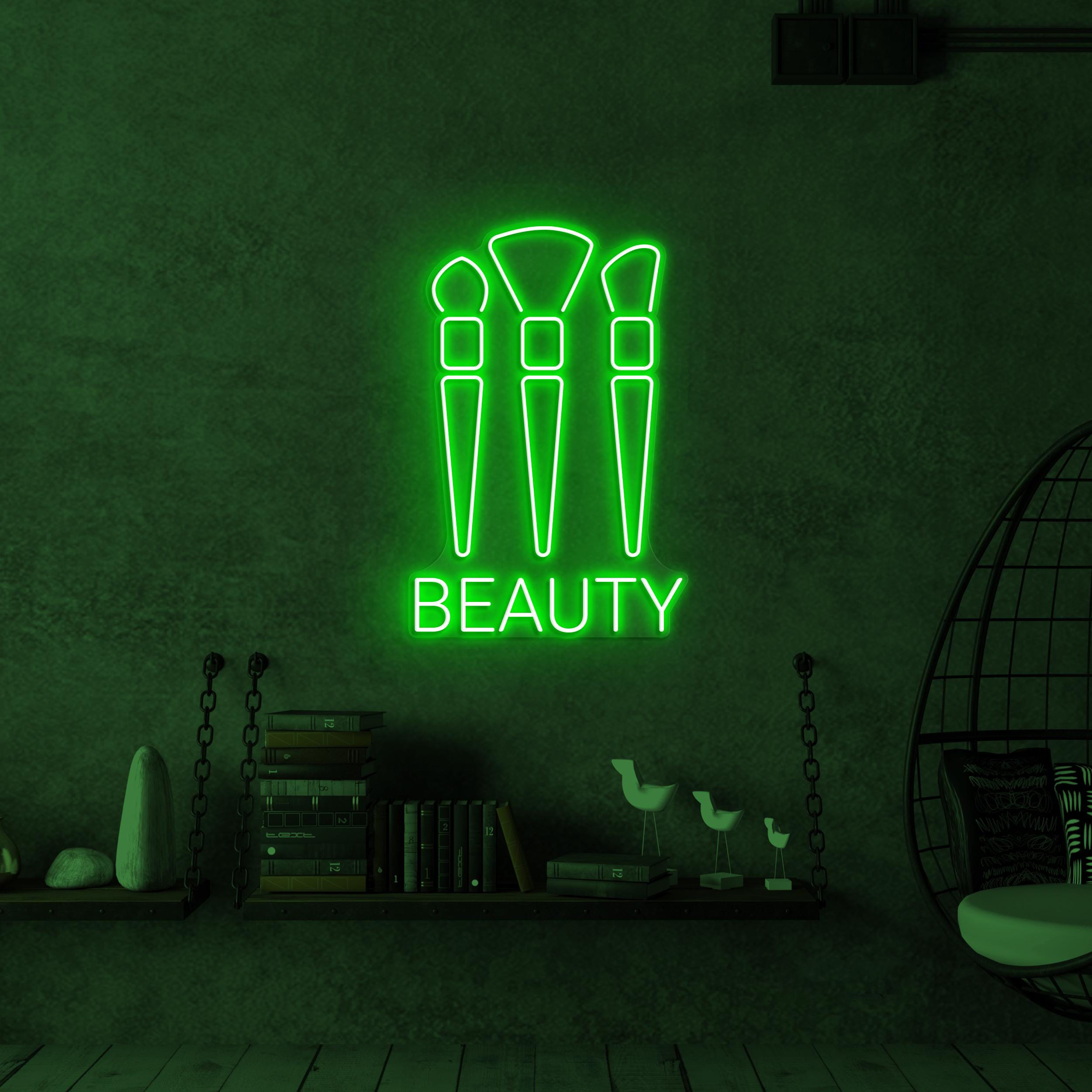 Beauty Neon Sign, Beauty LED Light, Makeup Brushes Wall Decor, Glam Wall Art, Personalized Neon Sign, Home Salon Sign, Girls Room Wall Decor
