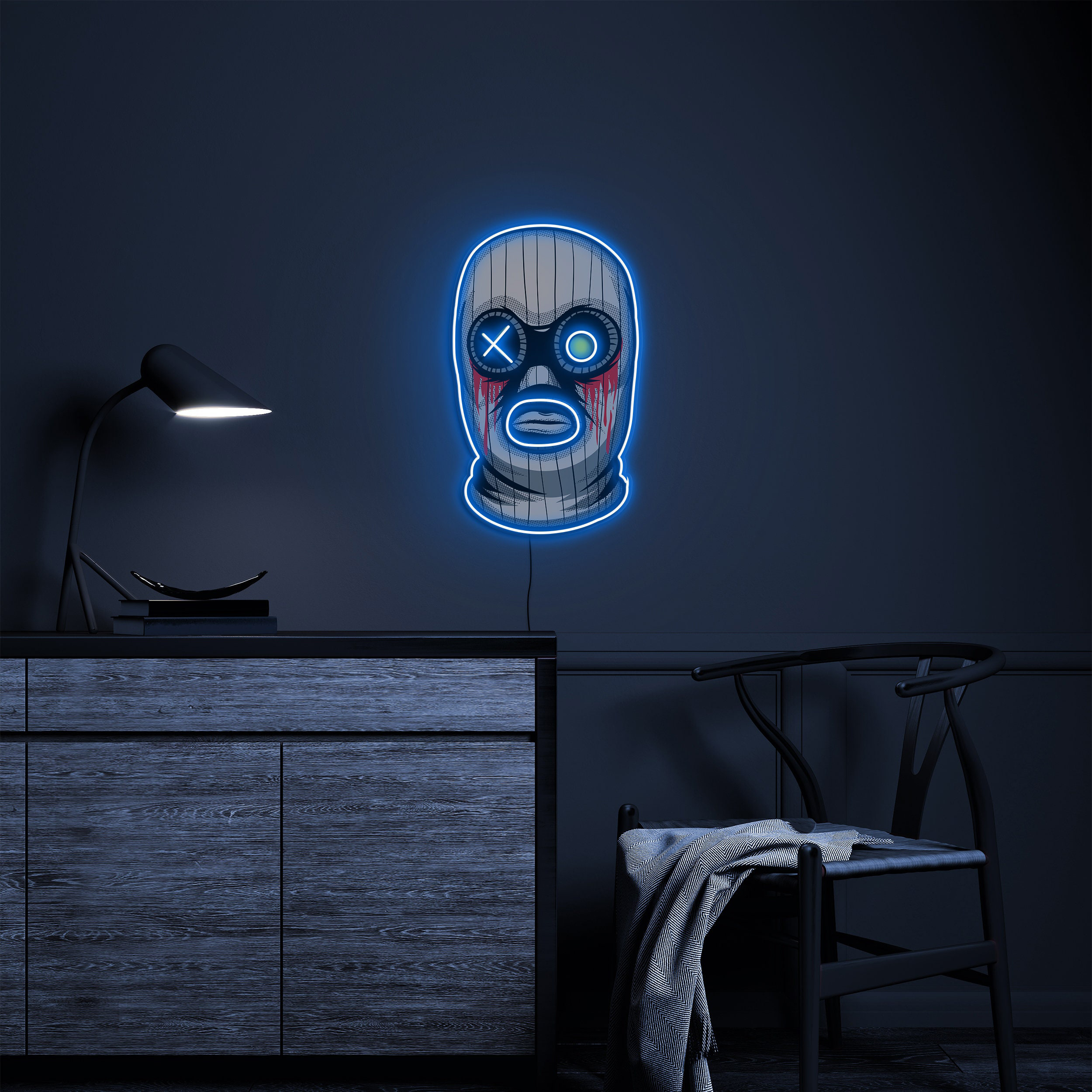 Mask Neon Sign, Led Neon pop Art, Halloween Mask LED Sign, Neon Wall Art, Robber Mask Light for Game Room, Birthday, Gift for Boys, Gamers