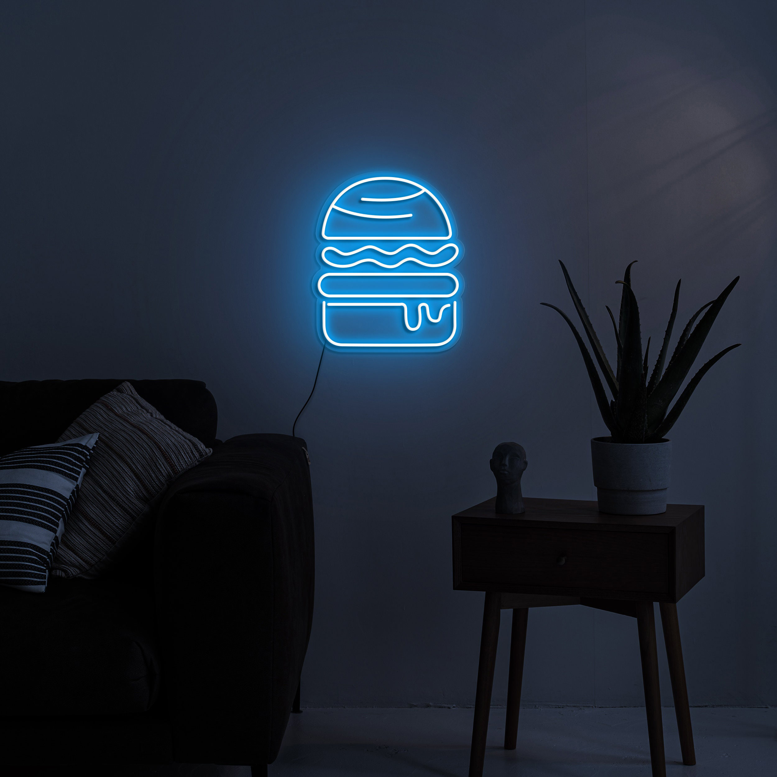 Hamburger Neon Sign, LED Hamburger Night Light, Fast Food Shop Decor, USB Powered Neon Sign, Restaurant, Home Bar, Gaming Room,Birthday Gift
