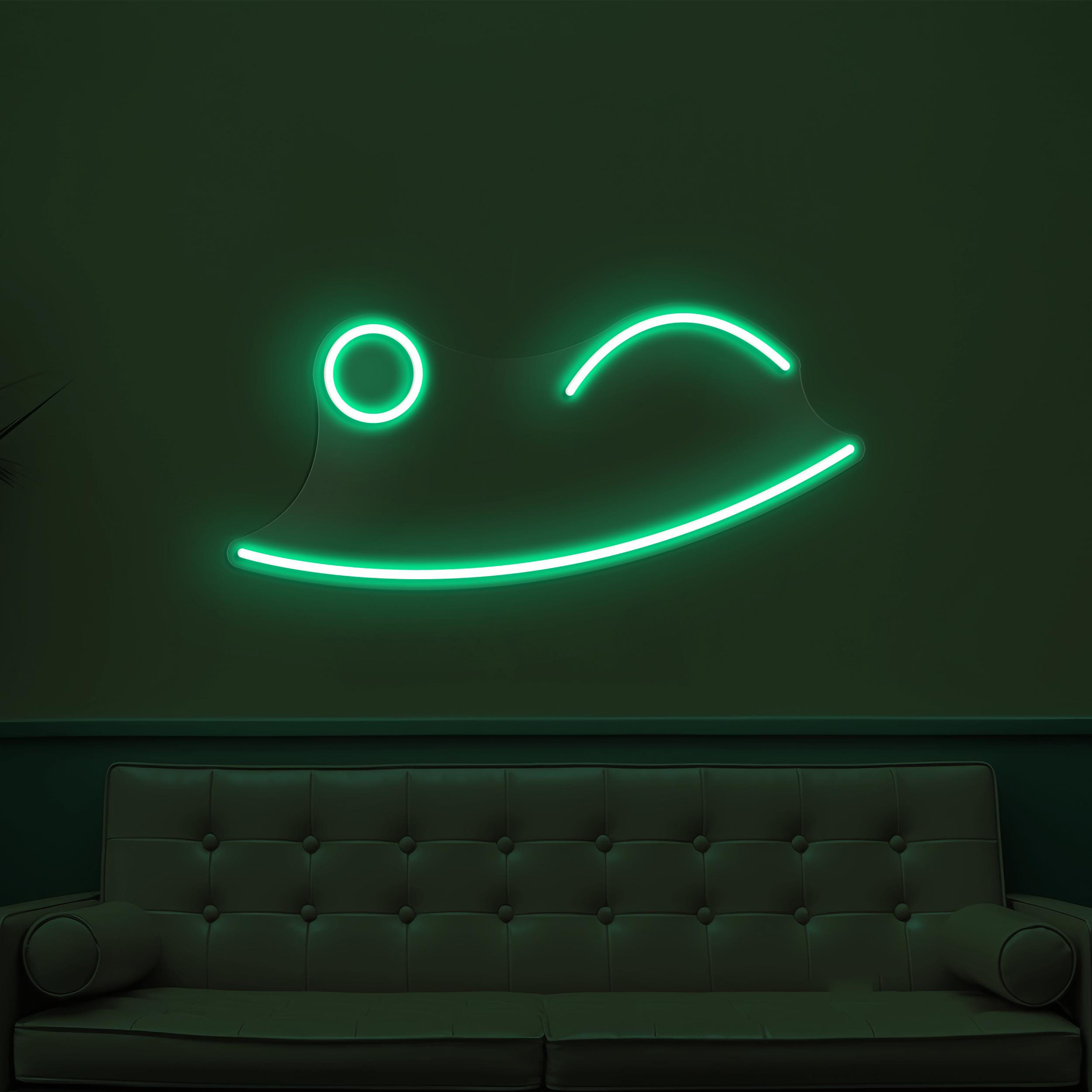 Wink Face Neon Sign, Wink Face LED Light, Winking Emoji Wall Decor, Playful Face Wall Art, Nursery Room Neon Light, Home, Cafe & Bar Decor