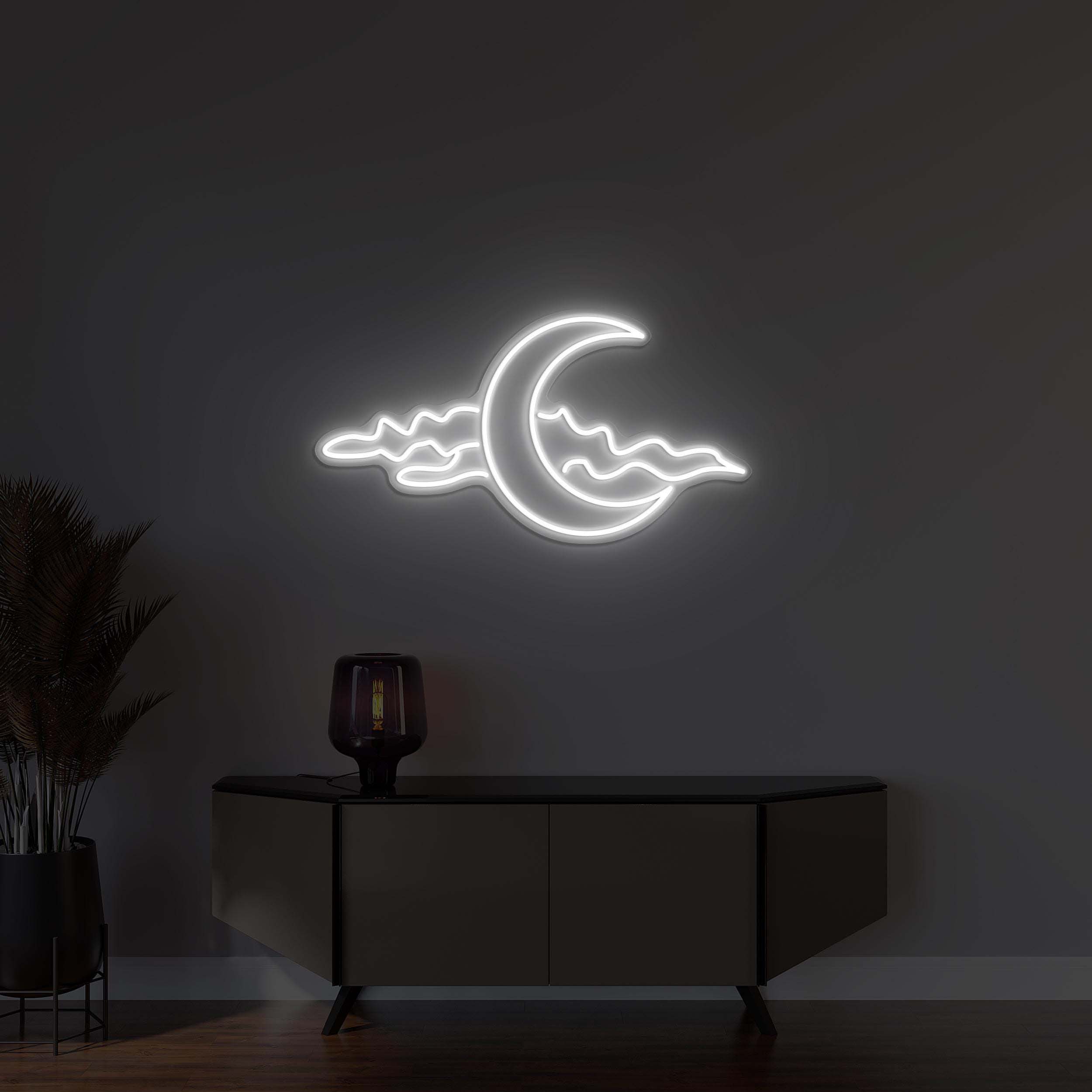 Moon and Cloud Neon Sign, Moon With Cloud LED Light, Moon and Cloud Wall Decor, Dreamy Night Art, Moonlit Sky Neon Light, Home Wall Decor