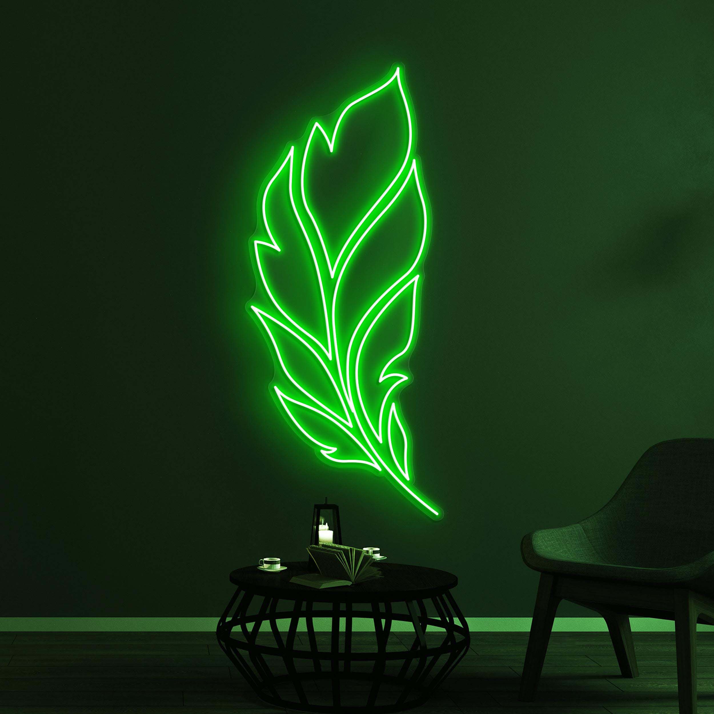 Feather Neon Sign, Feather LED Light, Home Wall Decor, Bedroom Neon Wall Light, Personalized Neon Sign, Leaf Wall Art, Nature Neon Decor
