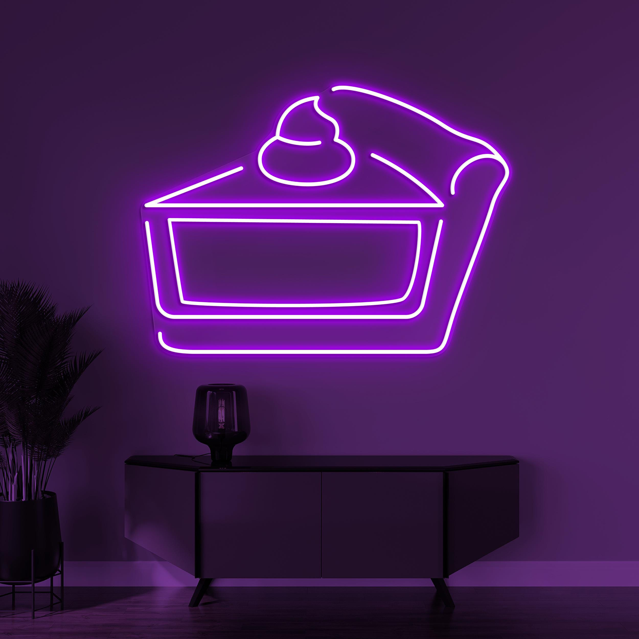 Cake Slice Neon Sign, Cake Slice LED Light, Birthday Cake Wall Decor, Dessert Time Wall Art, Pie Neon Sign, Kitchen Decor, Cake Shop Light