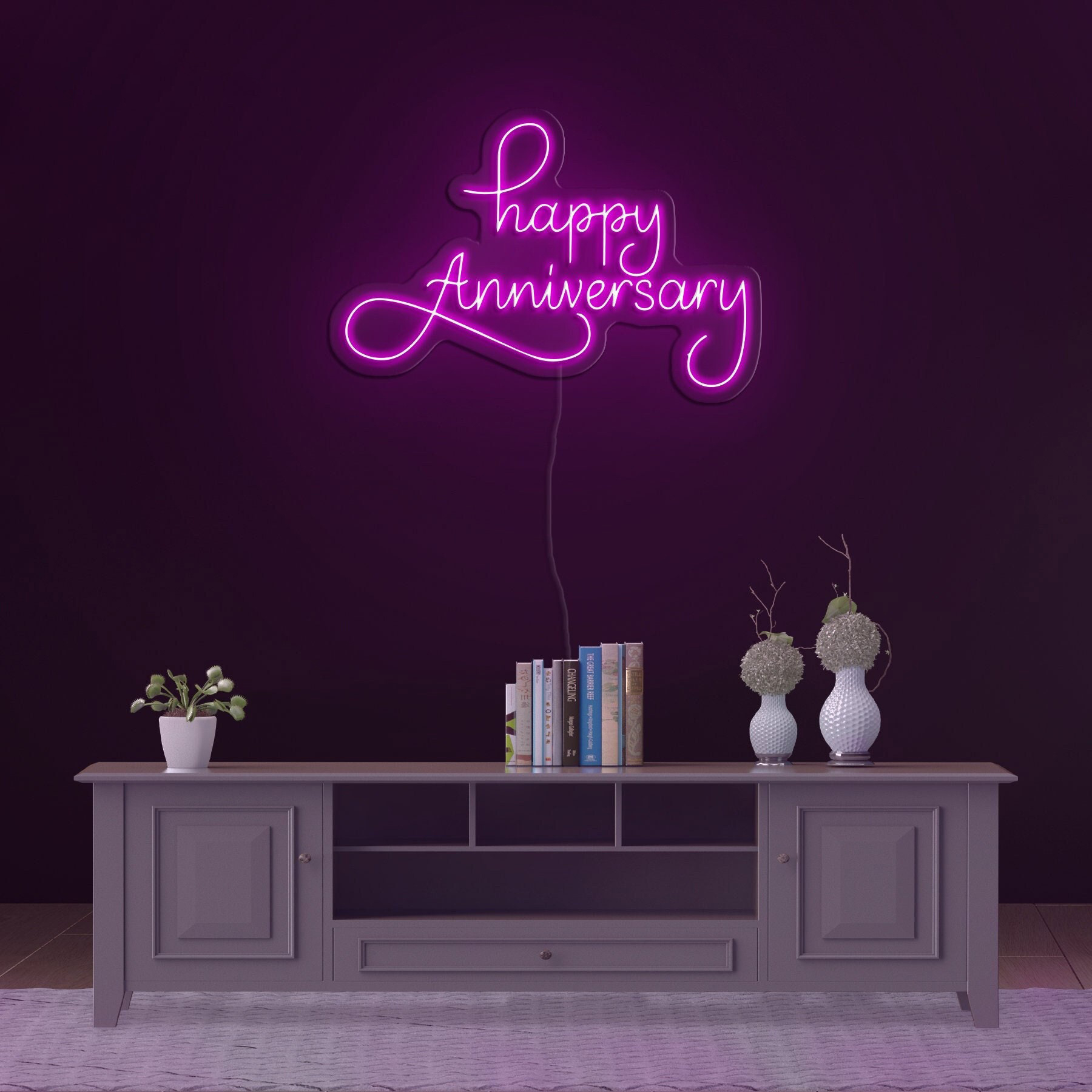 Happy Anniversary Neon Sign, Celebrate Love with LED Wall Decor, Gift for Couples, Wife, Husband, Parents, Bedroom or Party Decoration, Gift