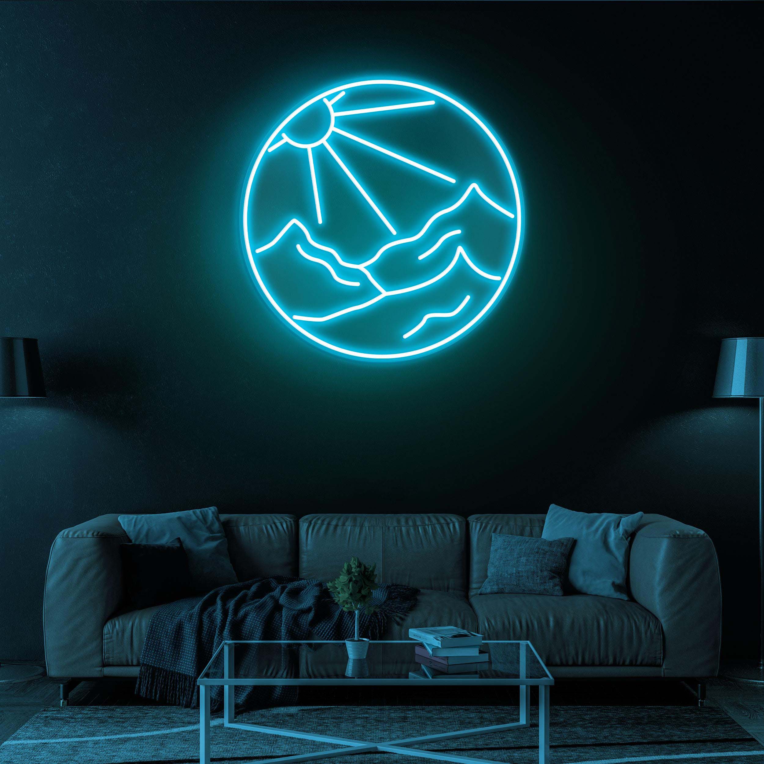 Sun and Mountains Neon Sign, Sun and Mountains LED Light, Sun and Mountains Neon Art, Decor for Home, Cafe & Game Room, Custom Neon Sign