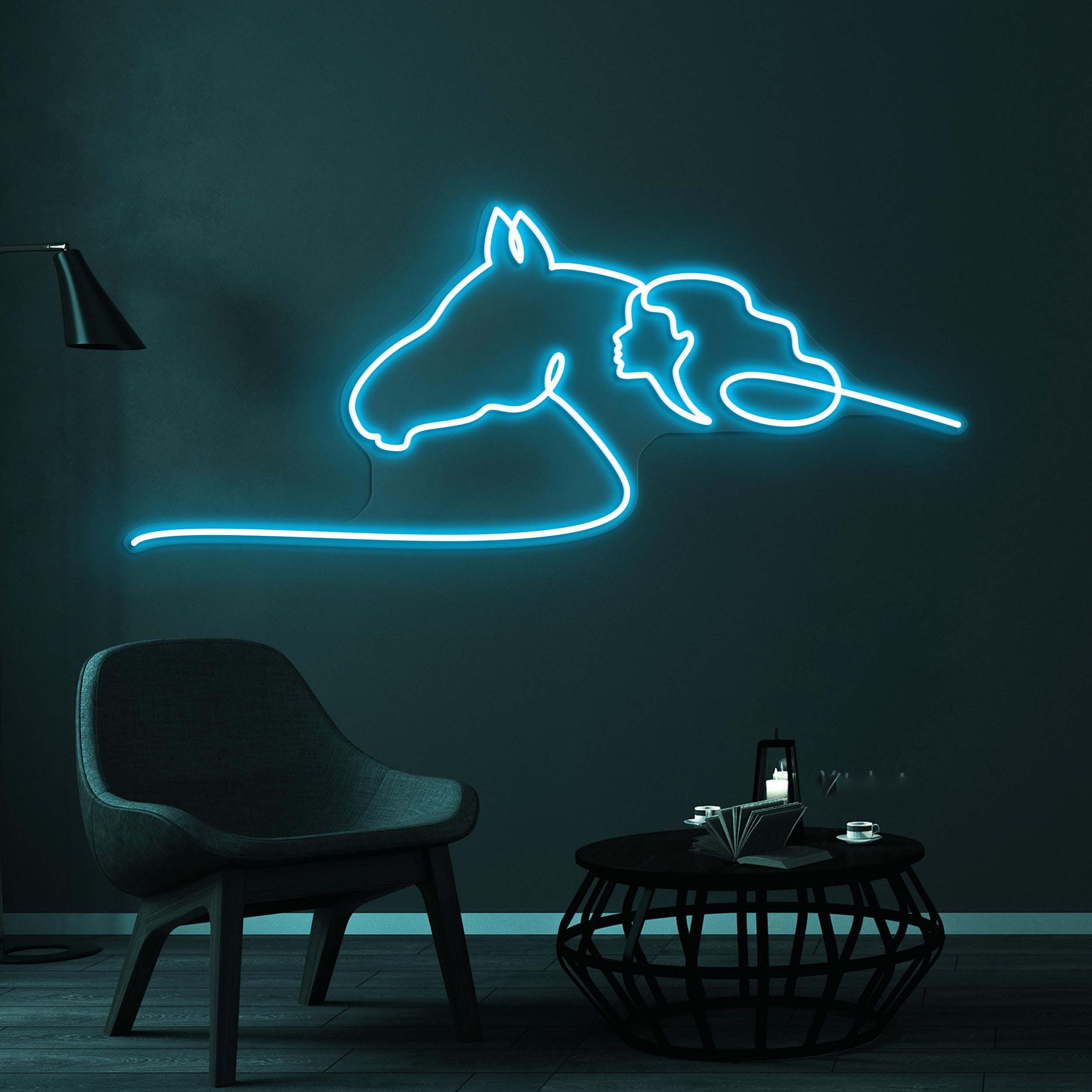 Horse and Woman Neon Sign, Horse and Woman LED Light, Girl Horse Riding Wall Art, Animal Shop Wall Decor, Horse Ride Club Light, Horse Lover