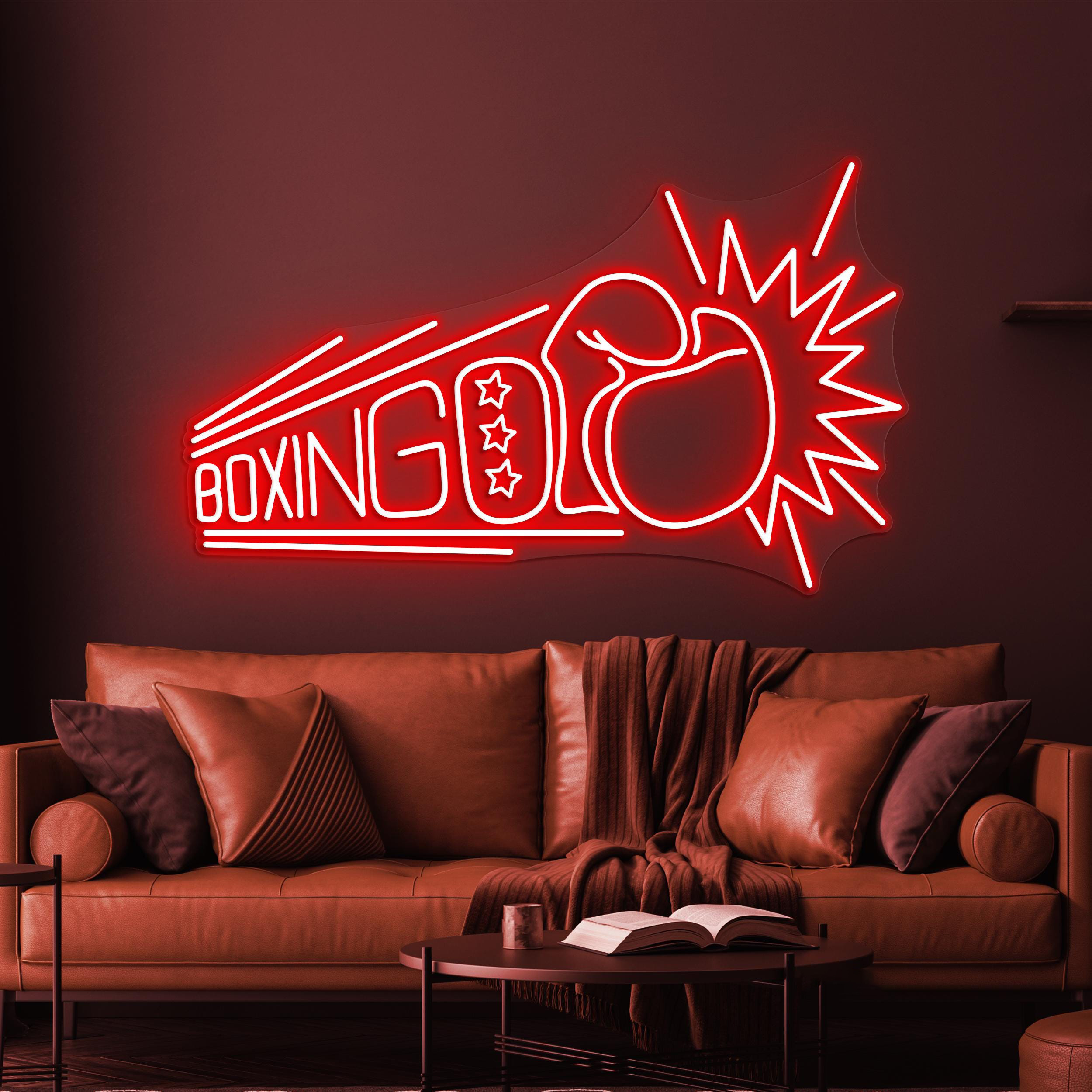 Boxing Glove Neon Sign, Boxing Glove LED Light, Gym Wall Decor, Knockout Wall Art, Boxing Club Sign, Boxing Lover Gift, Fight Night Light
