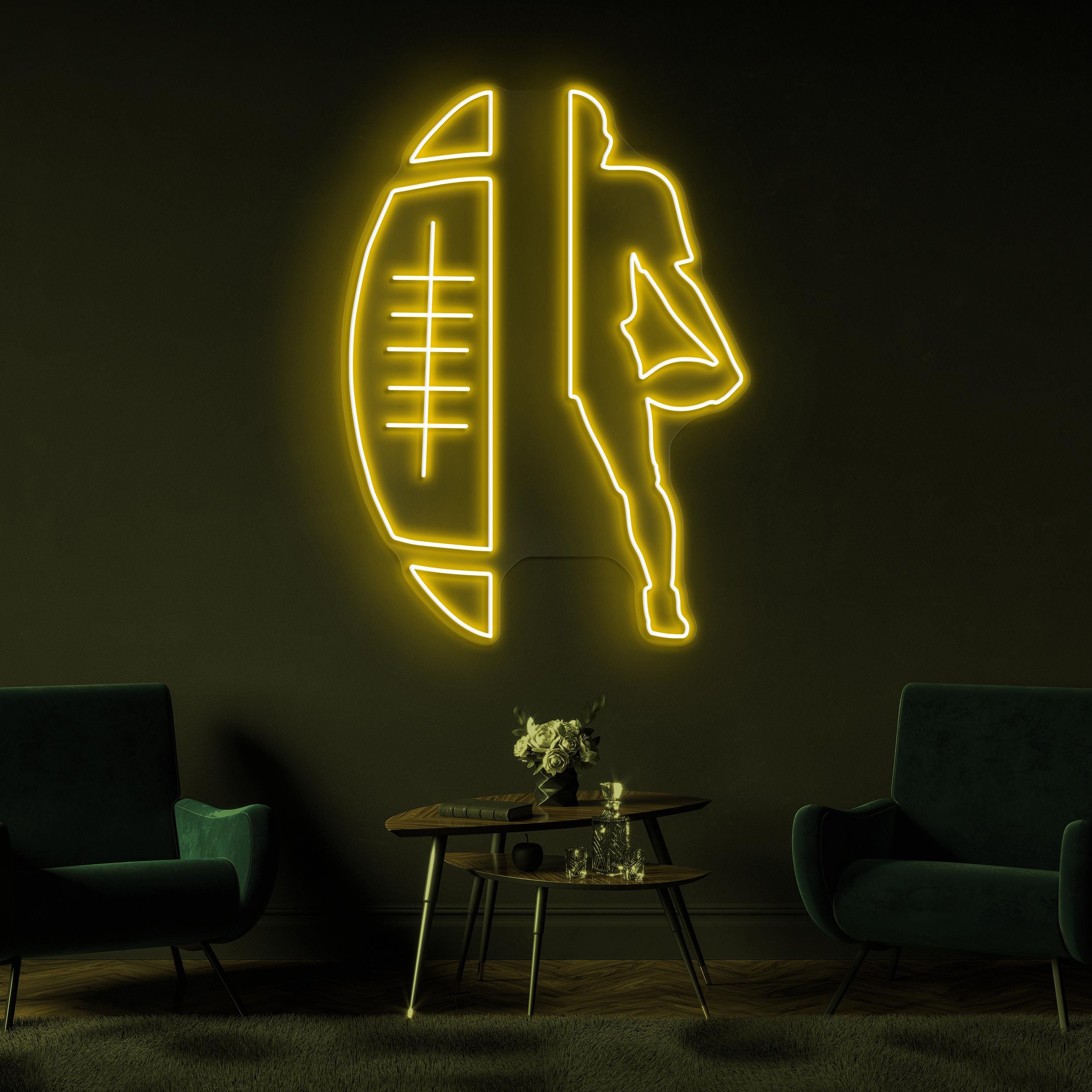 Football Player Neon Sign, Football Player LED Light, Football Silhouette Wall Art, Football Club Decor, Led Neon Light, Game Room Sign