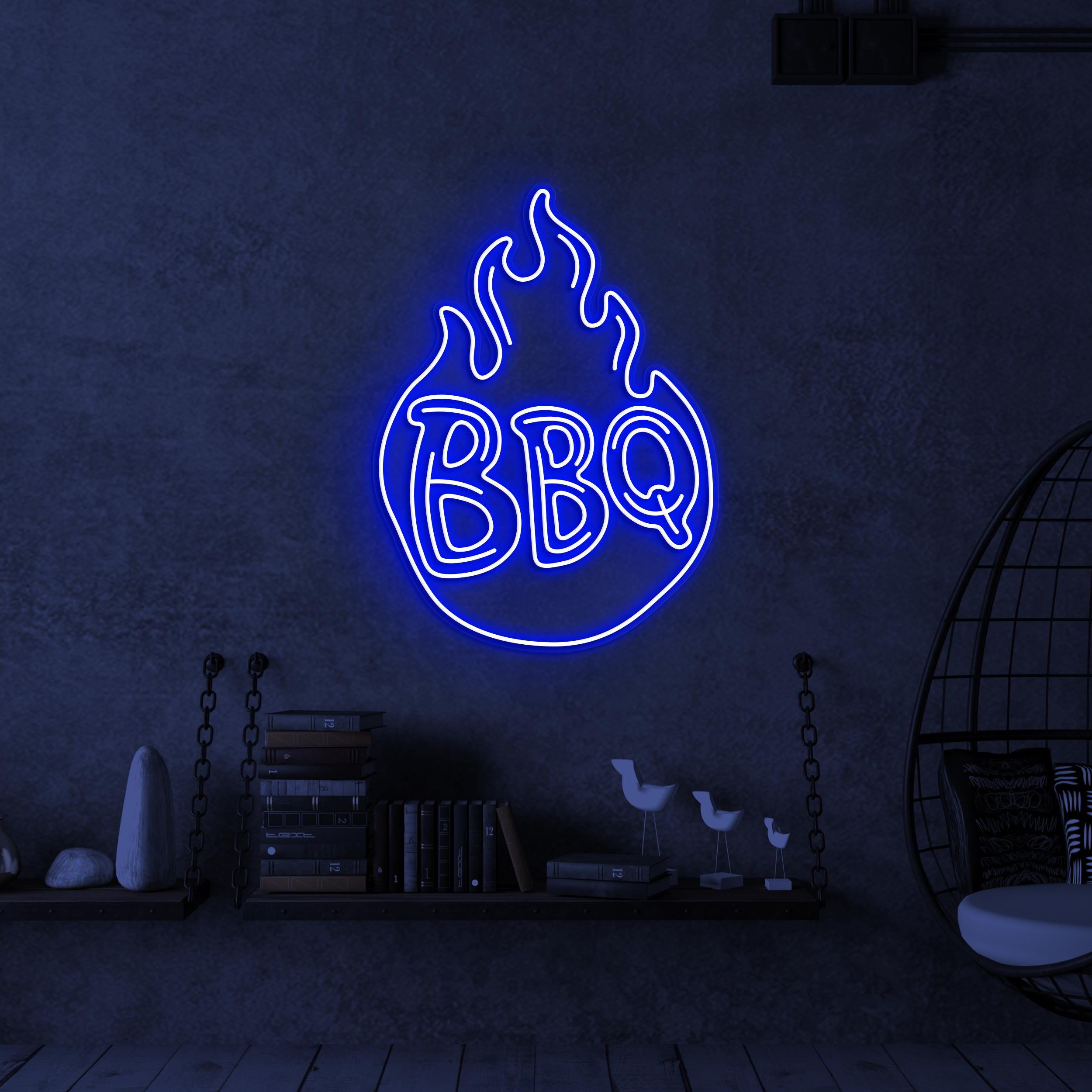 BBQ Neon Sign, BBQ Led Light, Restaurants Wall Decor, BBq Shop Wall Art, Grill Neon Sign, Personalized Grill Bar, Flaming BBQ Neon Art, Gift