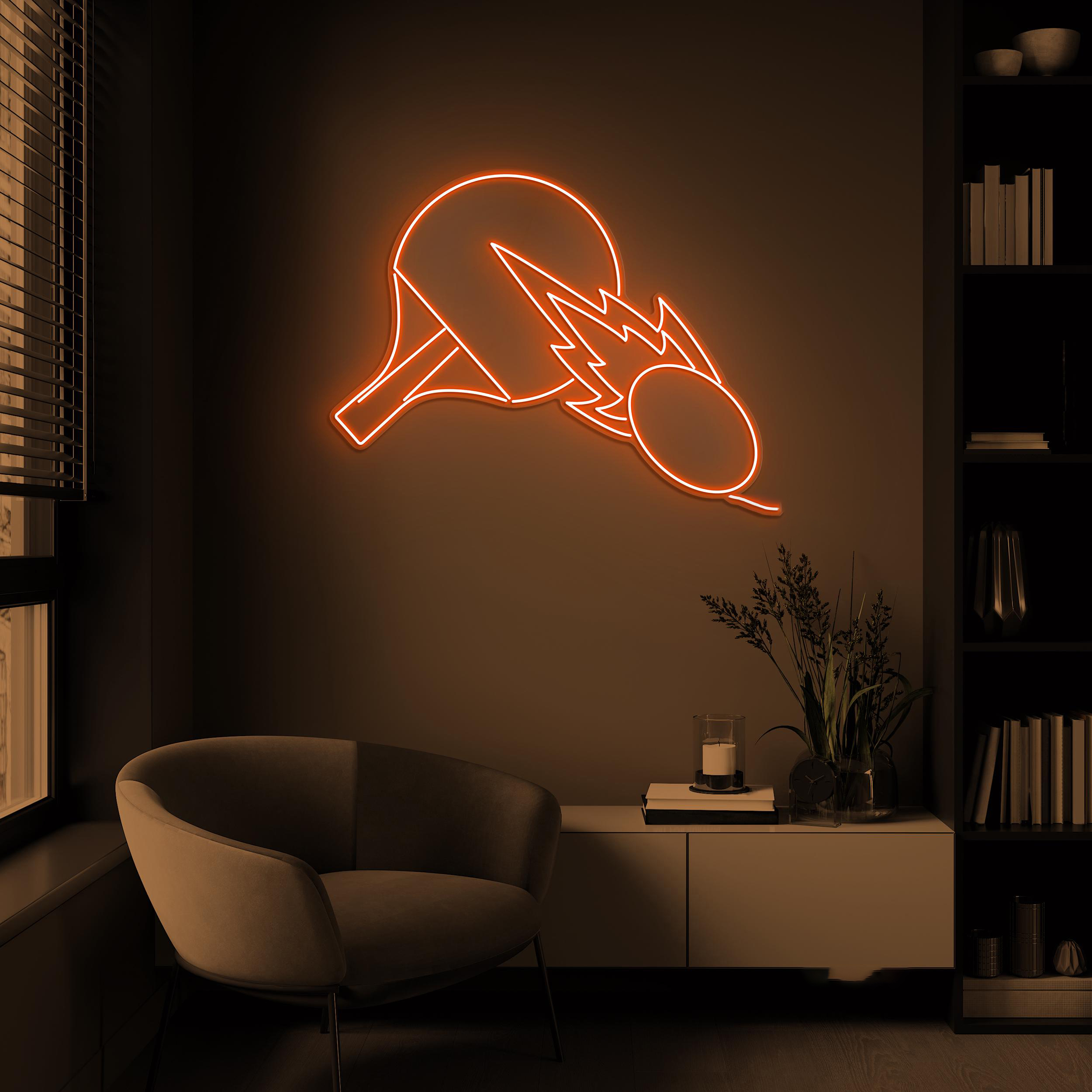 Table Tennis Neon Sign, Ping Pong LED Light, Table Tennis Racket Wall Decor, Table Tennis Ball Light, Sport Club Wall Art, Game Room Decor