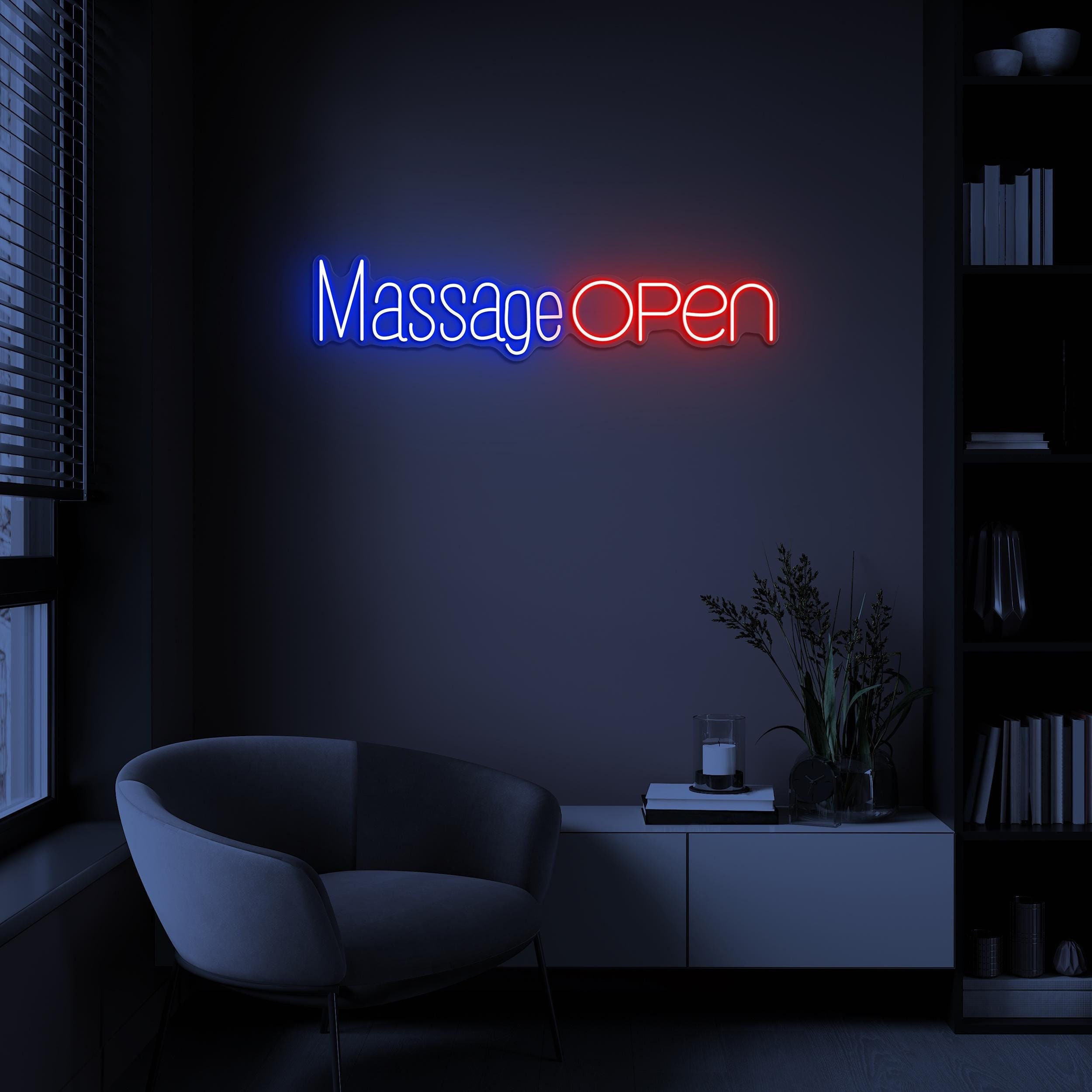 Massage Open Neon Sign, Massage Open LED Light, Massage Therapy Body Art, Body Care Salon Sign, Massage Room Decor, Custom Massage Neon Sign