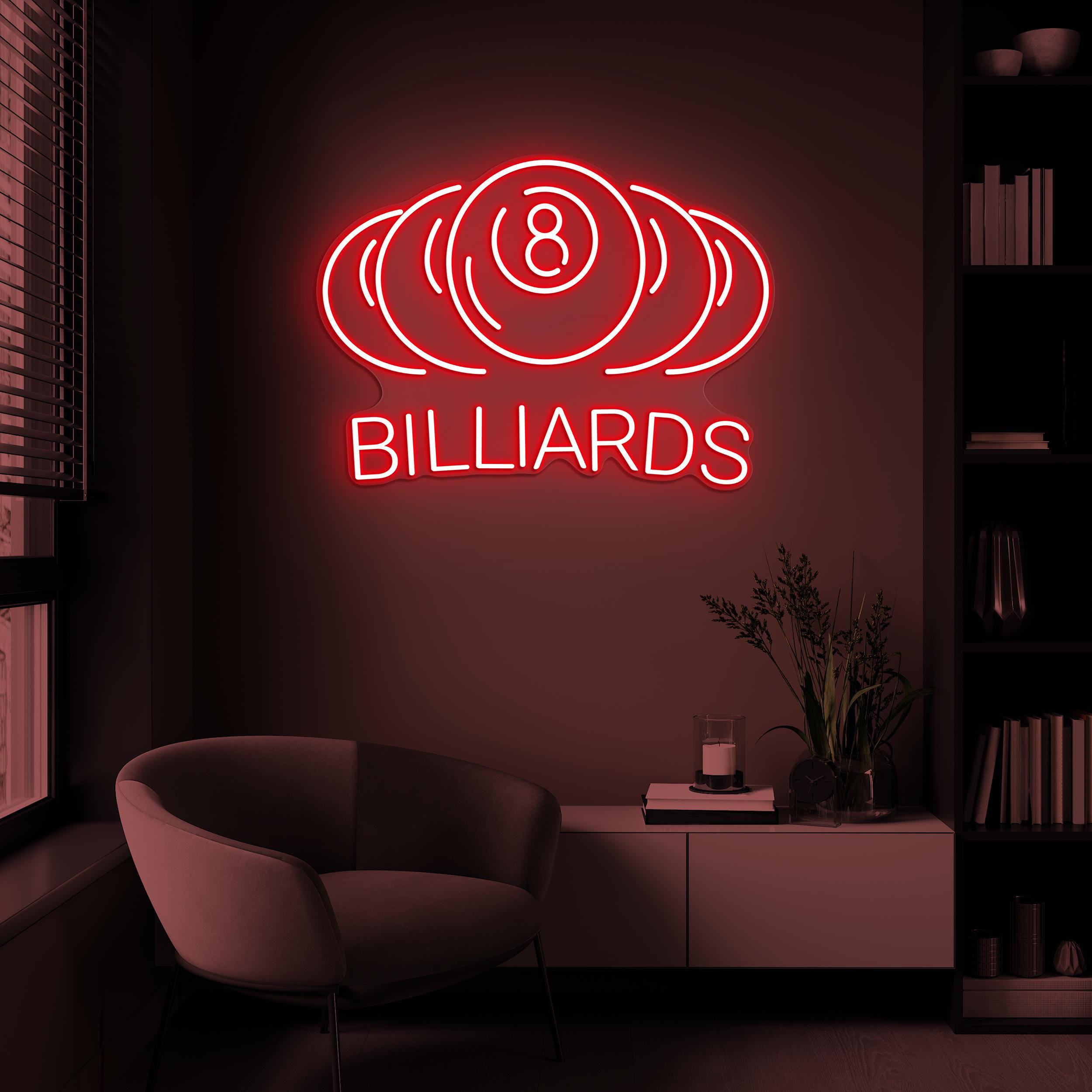 Billiard Neon Sign, Billiard Pool Neon Sign, Billiard 8-Ball Wall Decor, Billiard Club Wall Art, Pool Table Light, Sports Shop Wall Decor