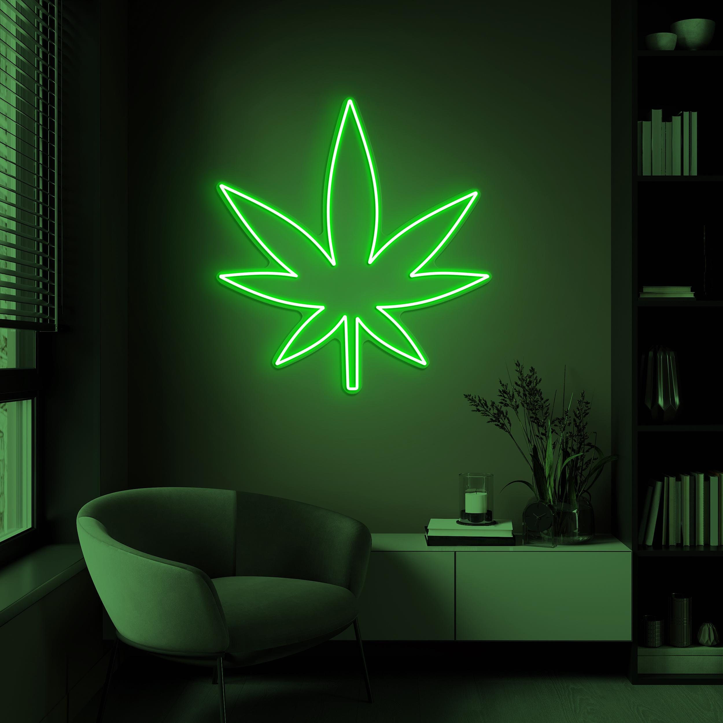 Marijuana Leaf Neon Sign, Marijuana Leaf LED Light, Cannabis Leaf Sign, Weed Wall Decor, Smoke Shop Sign, Hemp Leaf Room Decor, Smoking Art