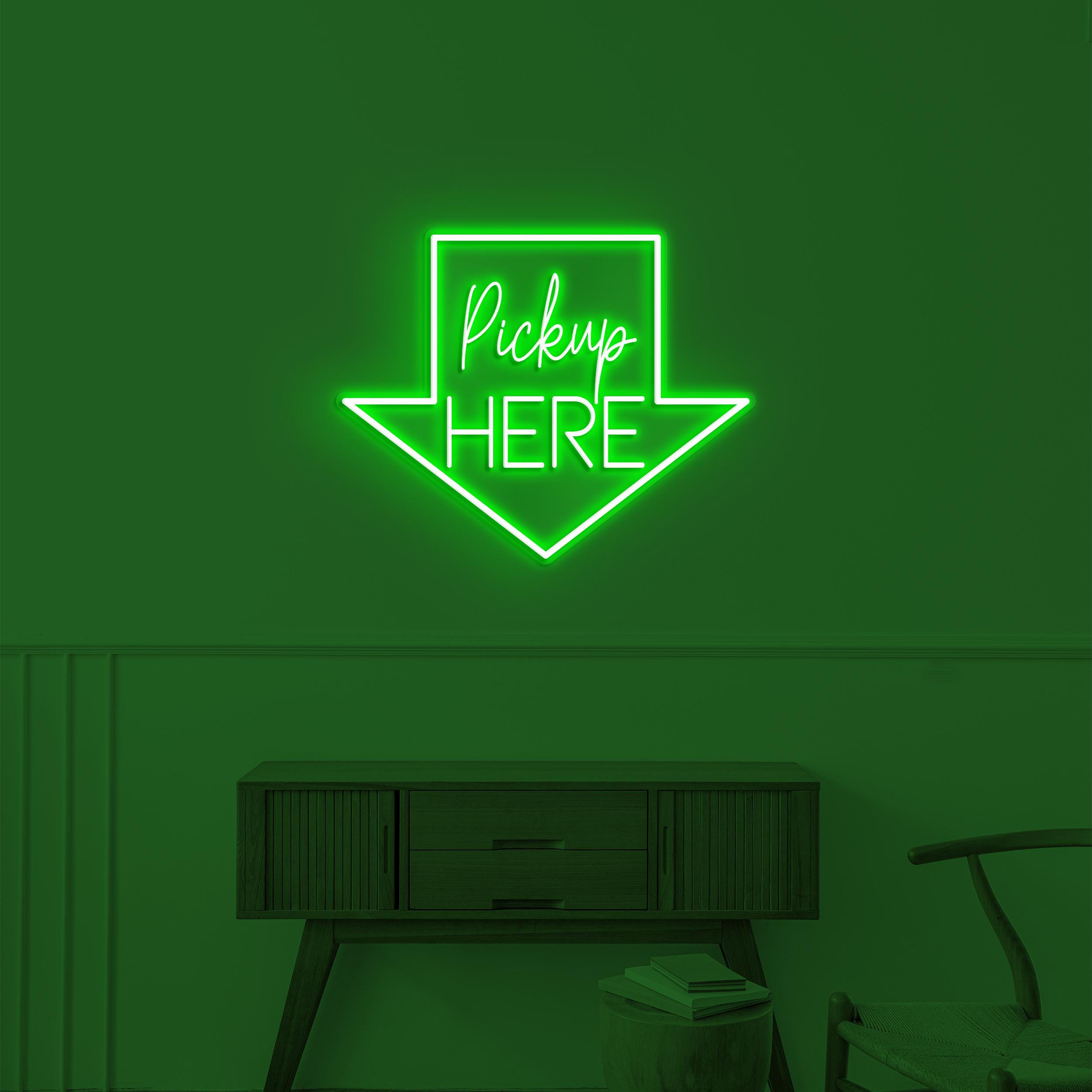 Pickup Here Neon Sign, Pickup Here LED Light, Arrow LED Sign, Pickup Here Art, Store, Food Shop, Cafe Decor, Restaurant Sign, Business Logo