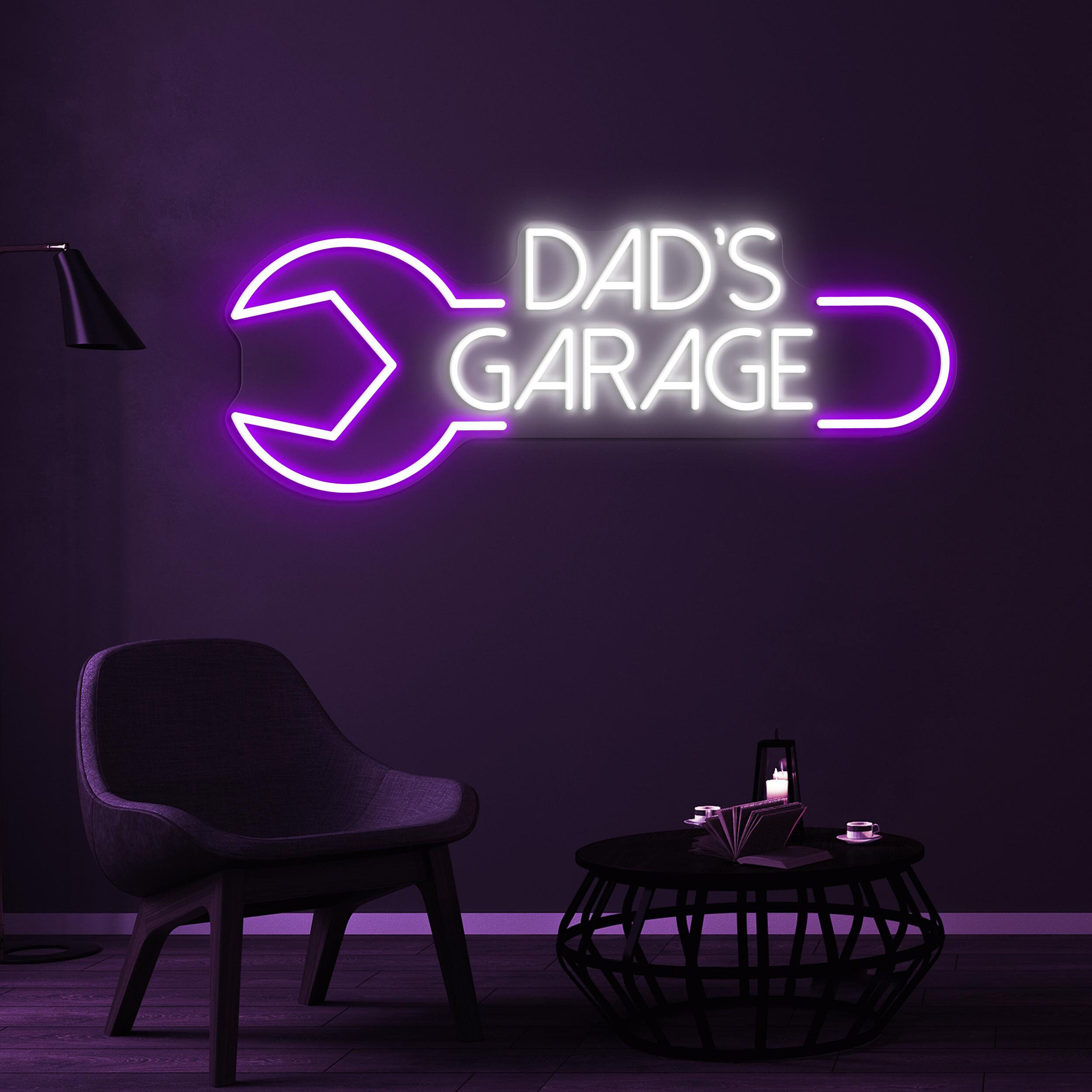 Dad's Garage Neon Sign, Dad's Garage Led Light, Birthday Gift For Dad, Workshop Wall Decor, Mechanic Neon Art, Garage Neon Sign, Tools Decor