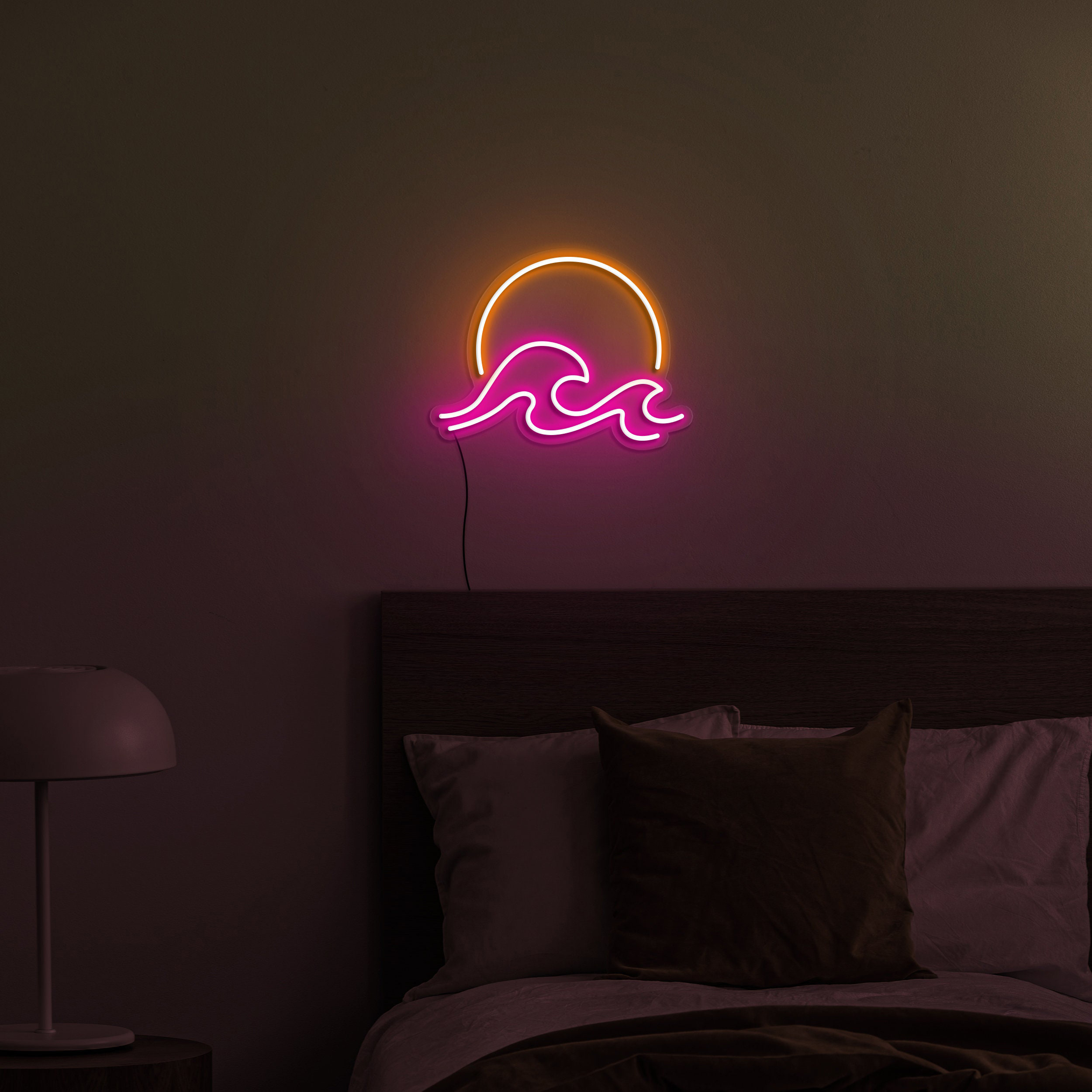 Sunrise Sunset Neon Sign, Sun & Sea Wave LED Wall Decor, USB Powered Ocean Surf Light, Bedroom, Living Room, Cafe Decoration, Party Decor