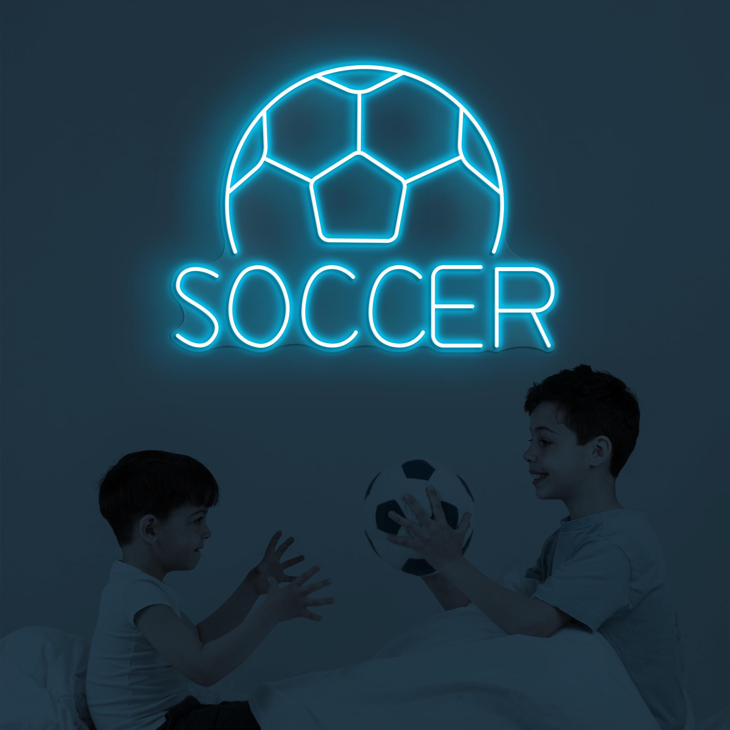 Soccer Neon Sign, Soccer LED Light, Soccer Logo Wall Art, Goal Wall Decor, Game On Neon Sign, Birthday Gift for Soccer Lover, Game Room Art
