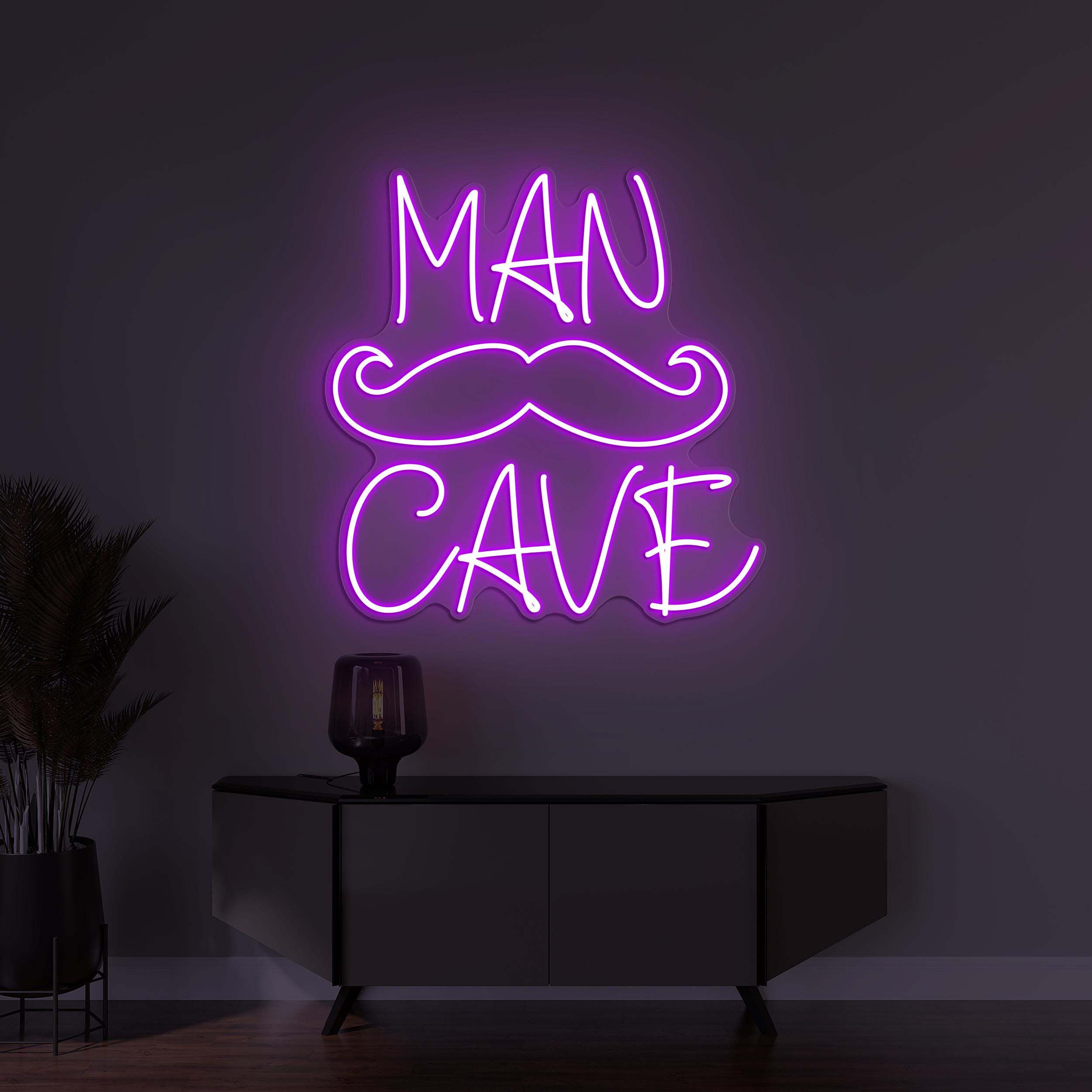 Man Cave Neon Sign, Man Cave Light, Man Cave Bar Wall Decor, Mustache Wall Art, Beer Cave Gift for Men, Gifts for Dad, Man Cave Pub Bar Art