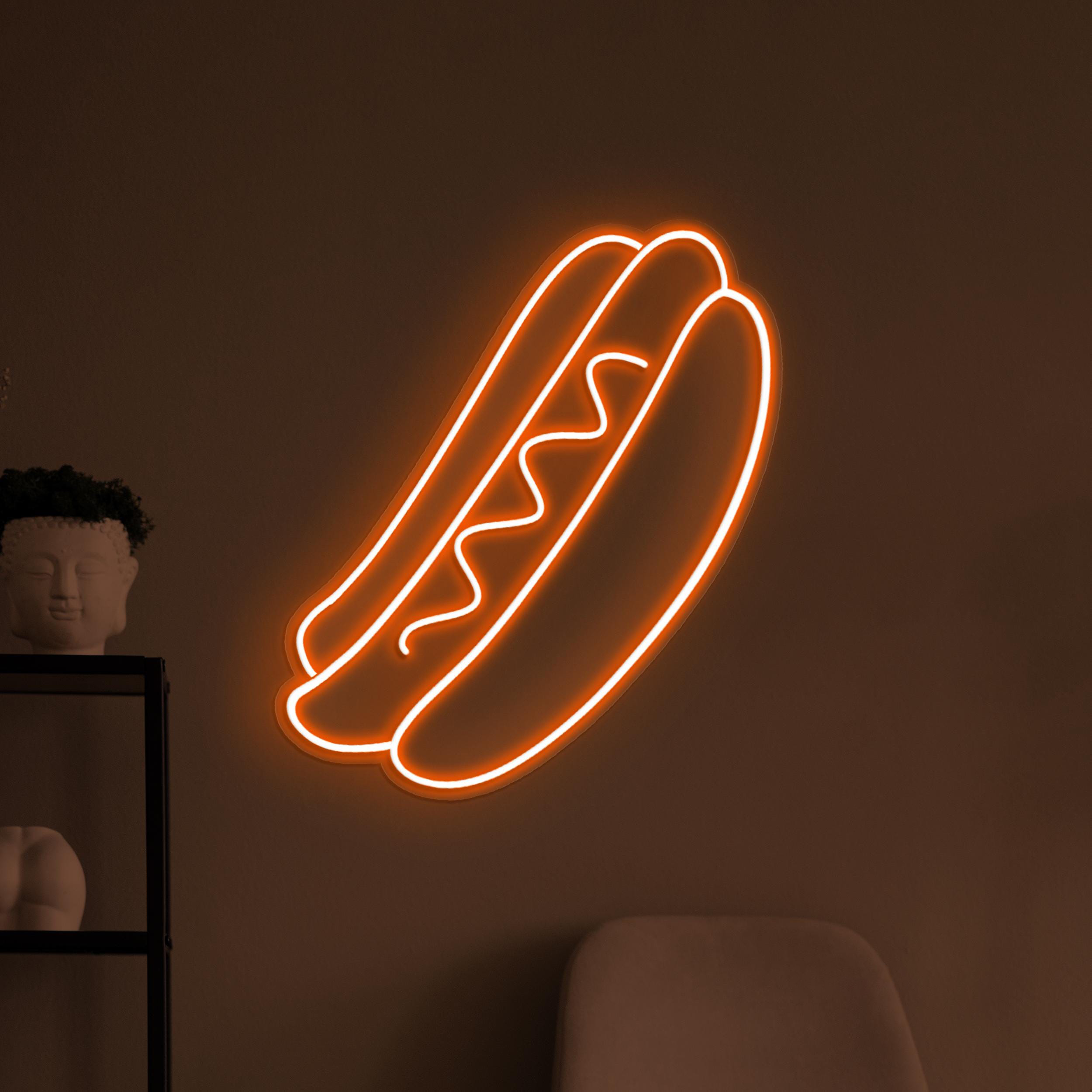 Hot Dog Neon Sign, Hot Dog LED Light, Fast Food Wall Decor, Fast Food Restaurants Wall Art, Hot Dog Shop Sign, Kitchen Decor, Hot Dog Lover