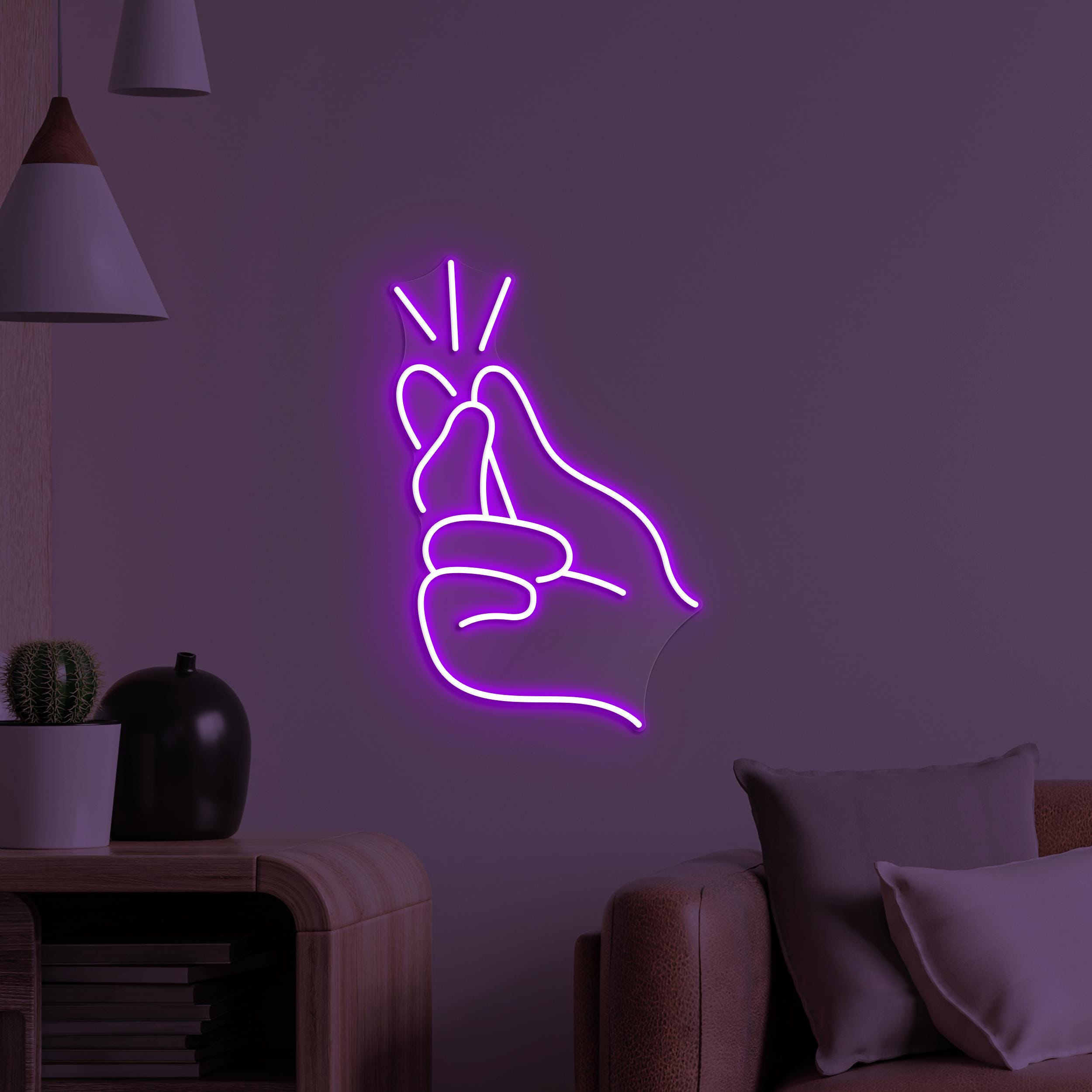 Finger Heart Neon Sign, Finger Heart LED Light, Korean Love Wall Decor, Wedding Party Wall Art, I Love You Neon Sign, Neon Gift for Couple