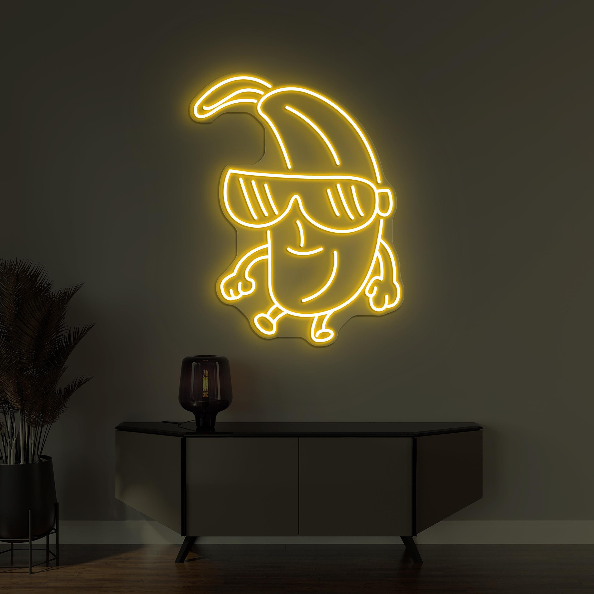 Banana With Sunglasses Neon Sign, Banana With Sunglasses LED Light, Custom Neon Sign, Fruit Shop Light, Cool Banana Wall Decor, Kid Room Art