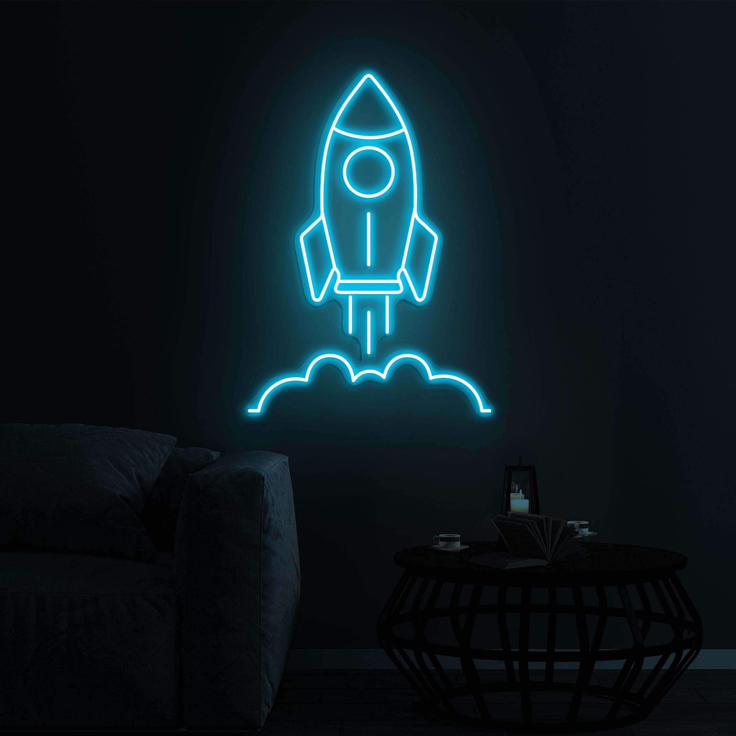 Rocket Neon Sign, Rocket LED Light, Spaceship Wall Art, Spacecraft Sign, Decor for Home, Kid's Room, Gaming Room, Shops, Rocket Hanging Art