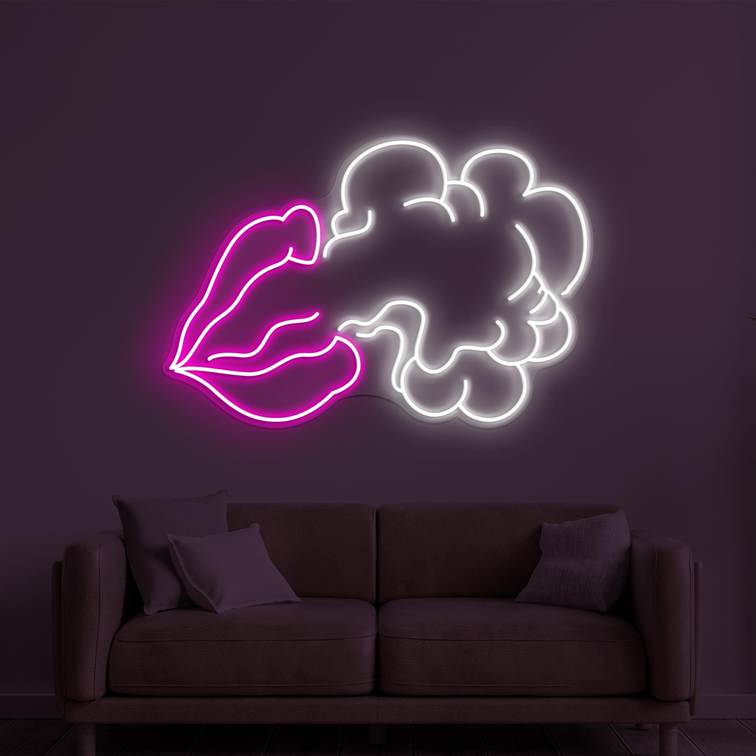 Smoking Lips Neon Sign, Smoking Lips LED Light, Smoking Room Wall Decor, Smoke Shop Wall Art, Lips Neon Sign, Girl Room Led Light, Bar decor