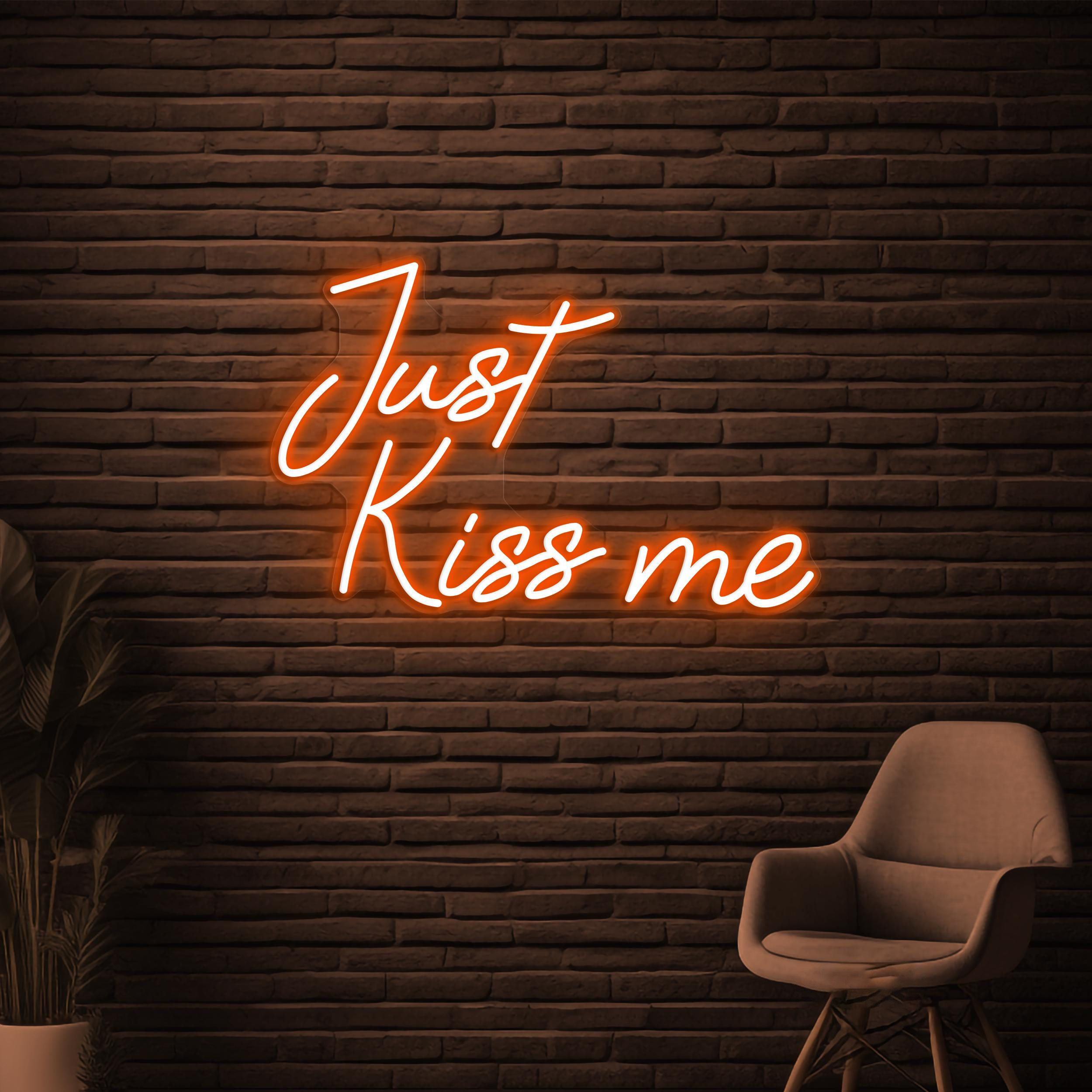 Just Kiss Me Neon Sign, Just Kiss Me Led Light, Kiss Me Wall Decor, Personalized Kiss Sign, Romantic Wall Decor, Couple Room Wall Light