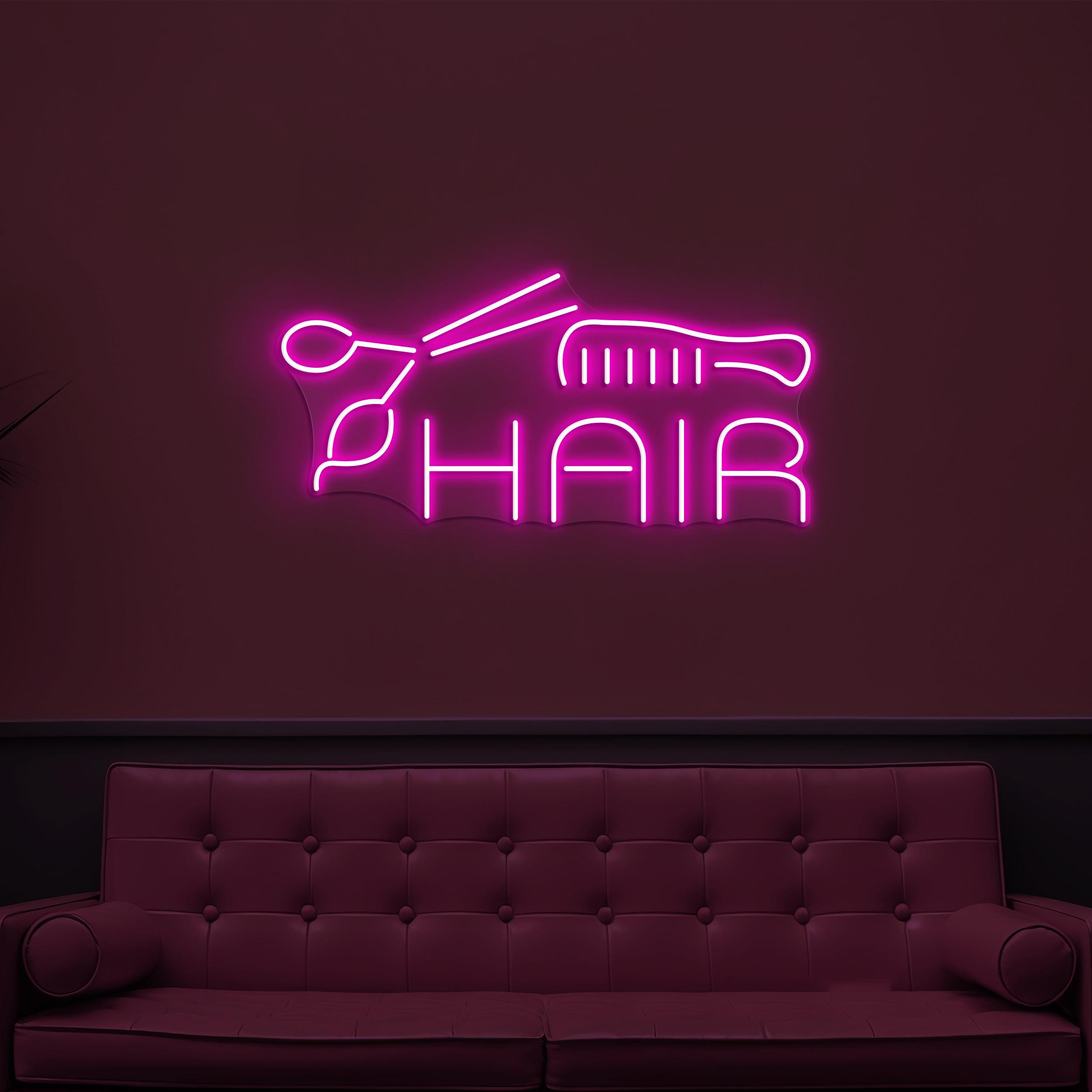 Hair Neon Sign, Hair LED Light, Styling Studio Wall Art, Scissor and Comb Wall Decor, Barber Shop Neon Wall Light, Beauty Salon Neon Decor
