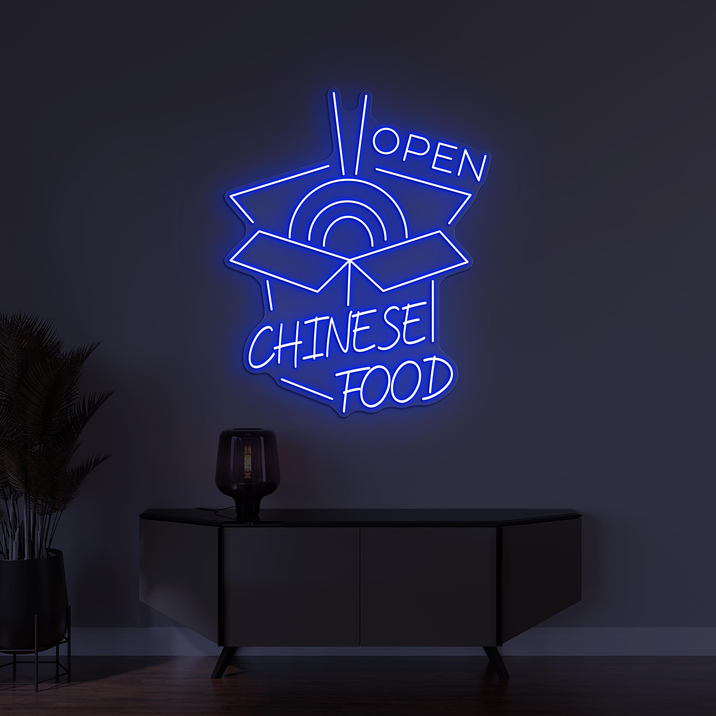 Chinese Food Open Neon Sign, Chinese Food Open LED Light, Restaurant Wall Decor, Chinese Food Wall Decor, Custom Neon Sign, Food Lover Art