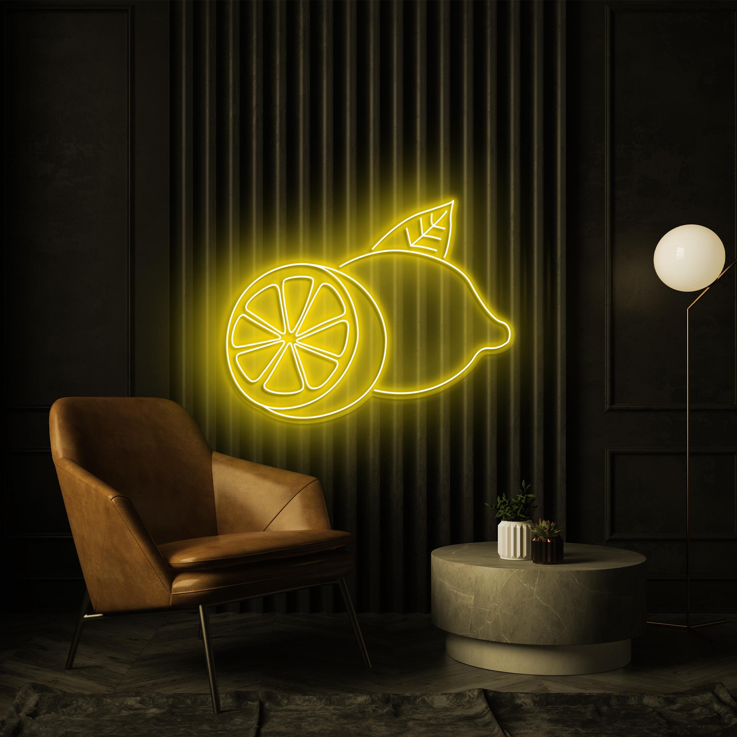 Lemon Neon Sign, Lime LED Light, Lemon with Leaf Wall Decor, Bar Pub Wall Art, Summer Beverage Neon Sign, Drink Corner Decor, Kitchen decor