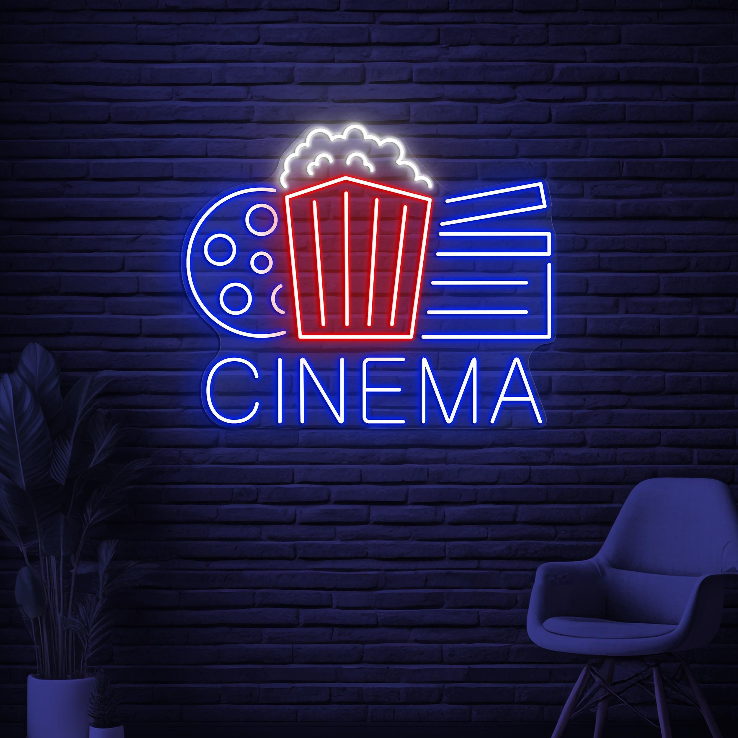Cinema Neon Sign, Cinema LED Light, Cinema Room Wall Decor, Movie Theater Neon Art, Cinema Popcorn Sign, Movie Lover Gift, Cinema Home Decor
