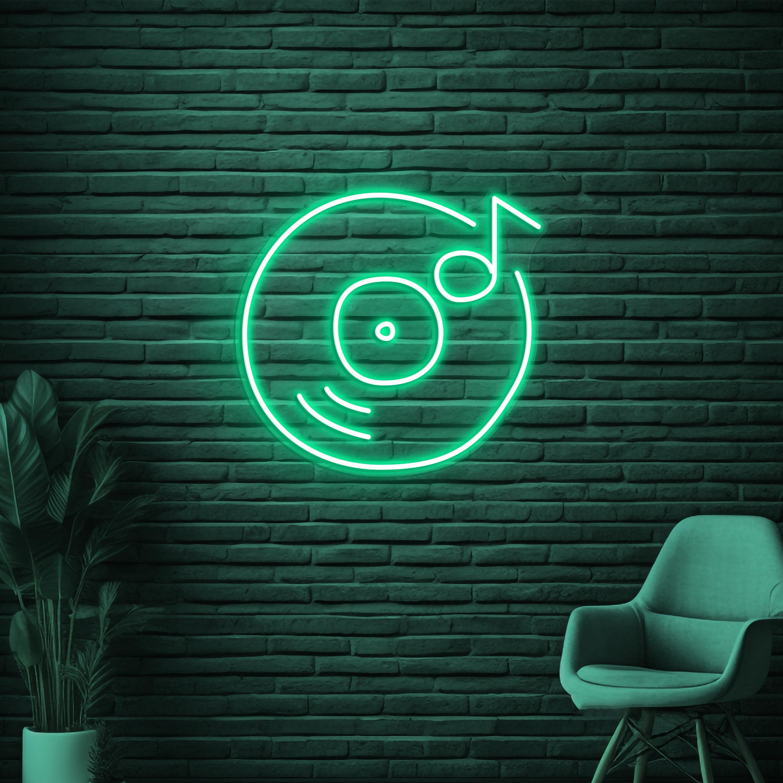 Vinyl Record Neon Sign, Vinyl Record LED Light, Music Records Wall Decor, DJ Neon Sign, Music Studio Wall Art, Bar Nightclub Neon Light