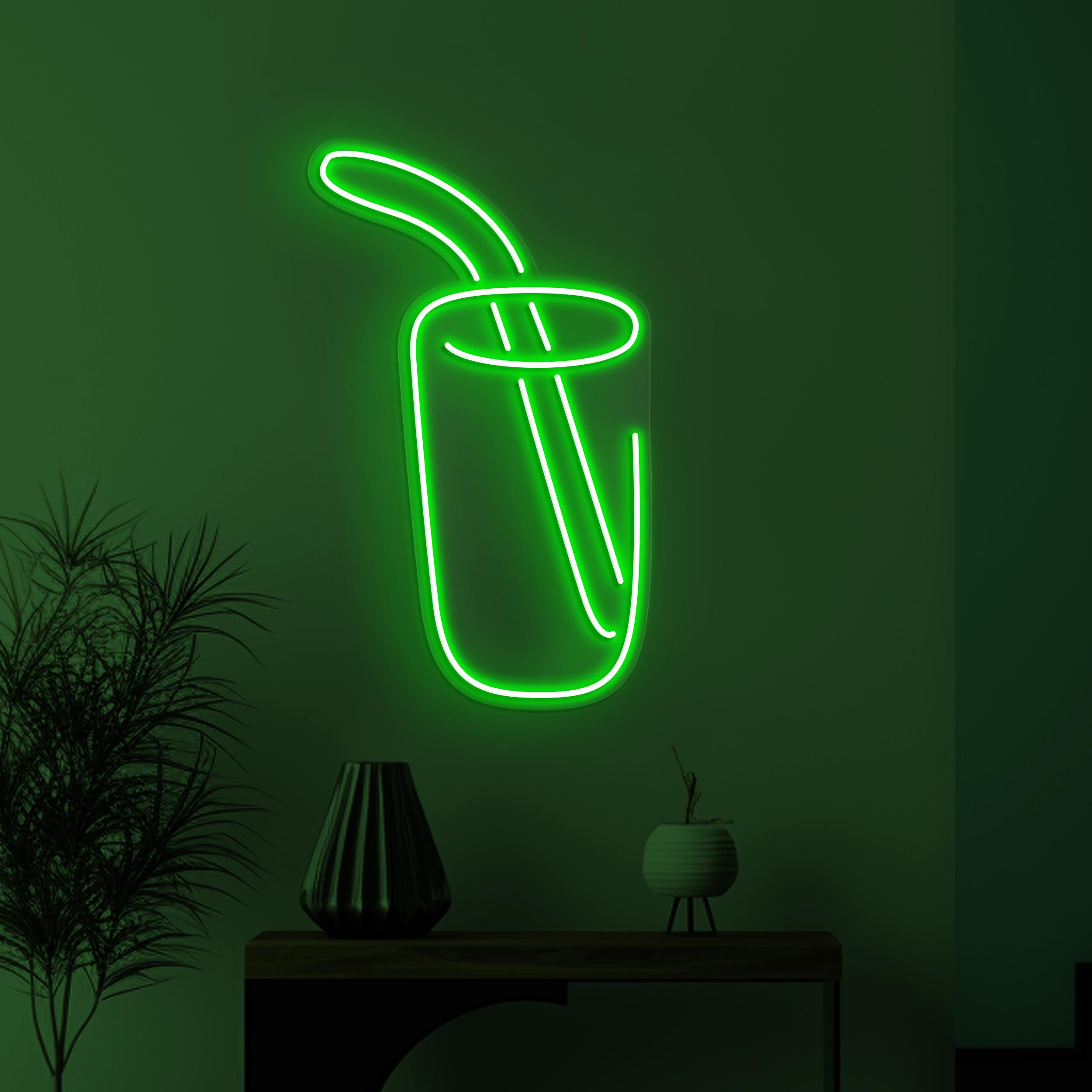 Juice Neon Sign, Drink LED Light, Drink Cup Wall Art, Cup with Straw Wall Decor, Cafe & Bar Neon Light, Juice Shop Decor, Drink Corner Sign