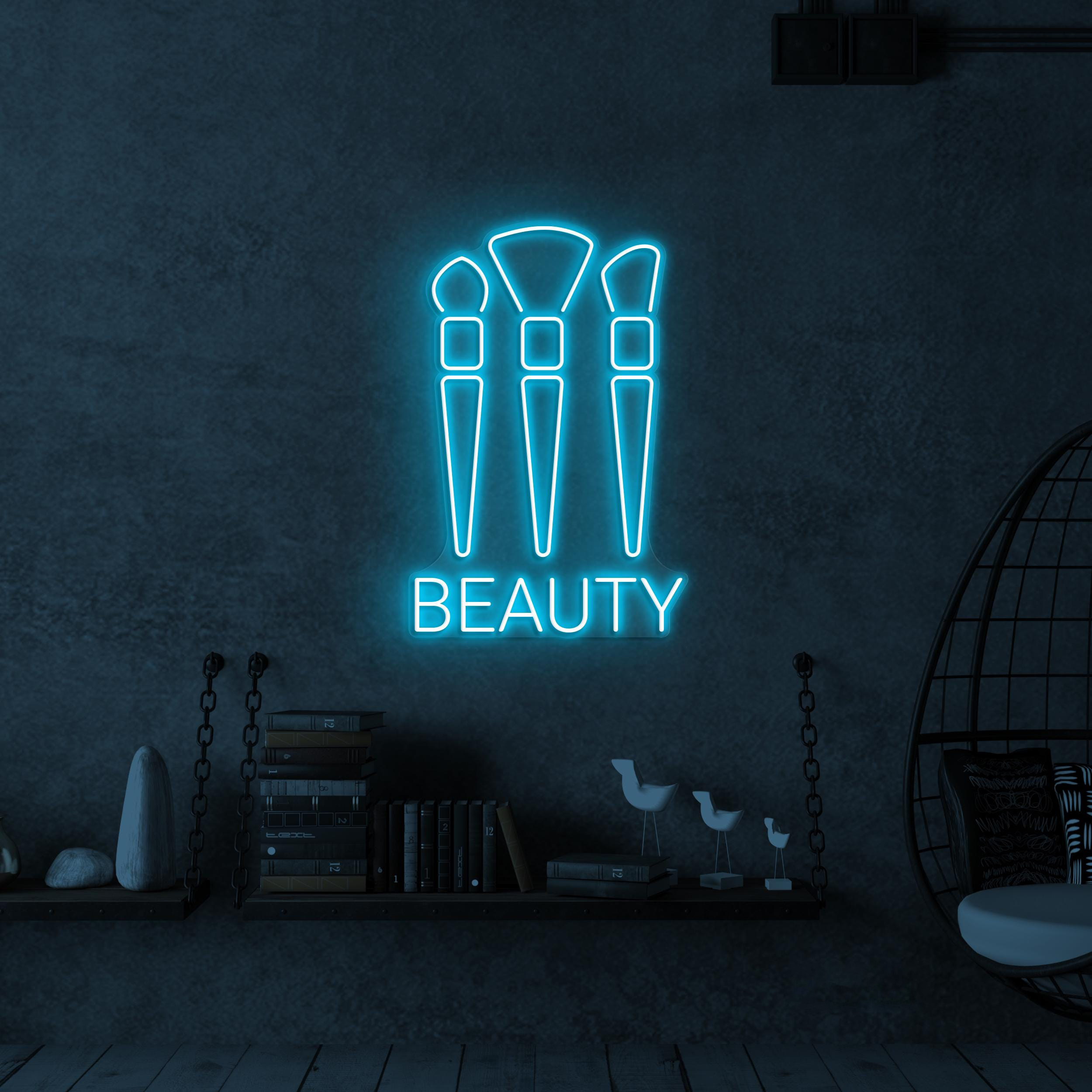 Beauty Neon Sign, Beauty LED Light, Makeup Brushes Wall Decor, Glam Wall Art, Personalized Neon Sign, Home Salon Sign, Girls Room Wall Decor