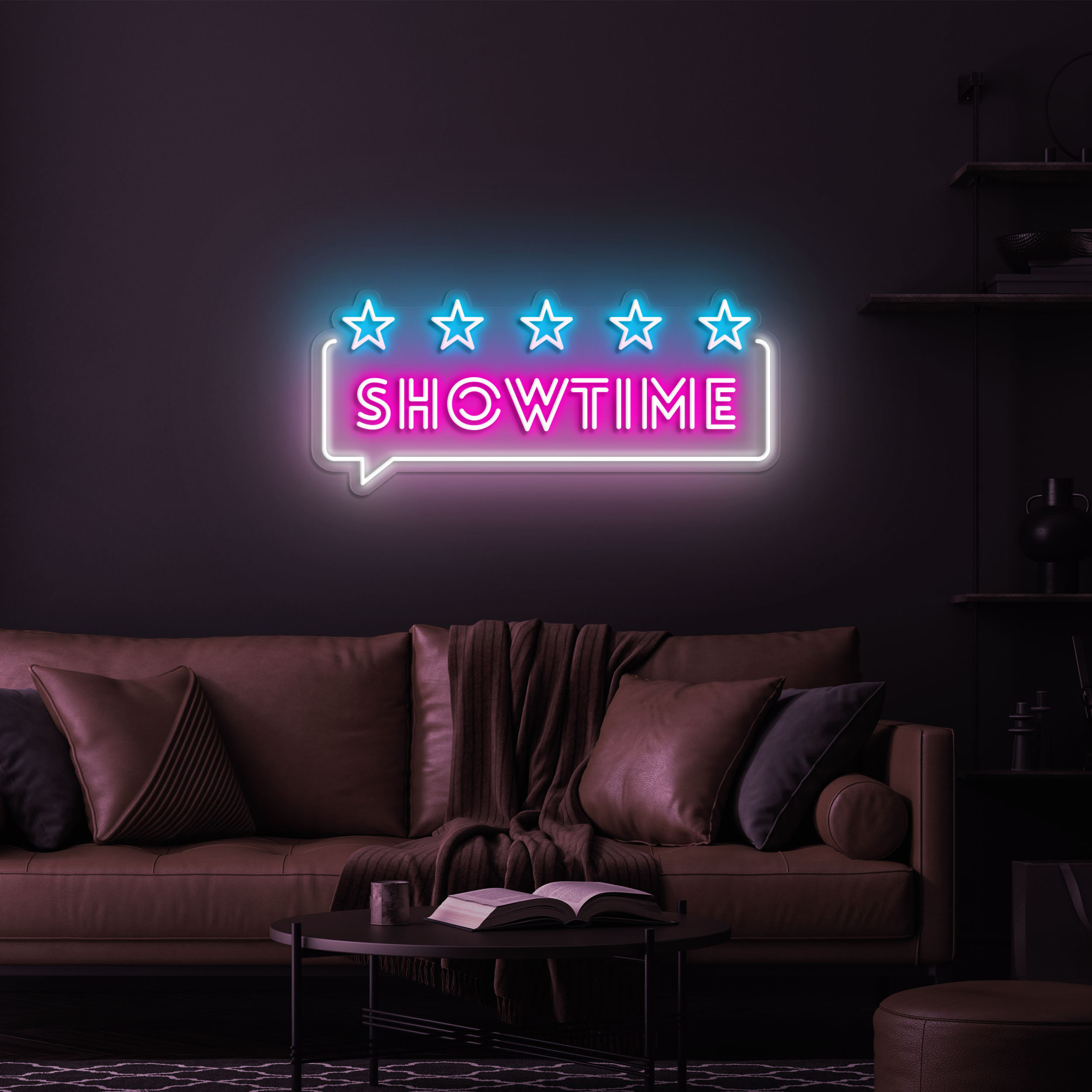 Showtime LED Neon Sign, Custom Neon Light, Lounge Decor Sign, Home Theaters, Studios, and Event Spaces,Eye-catching Wall Decor,LED Neon Sign