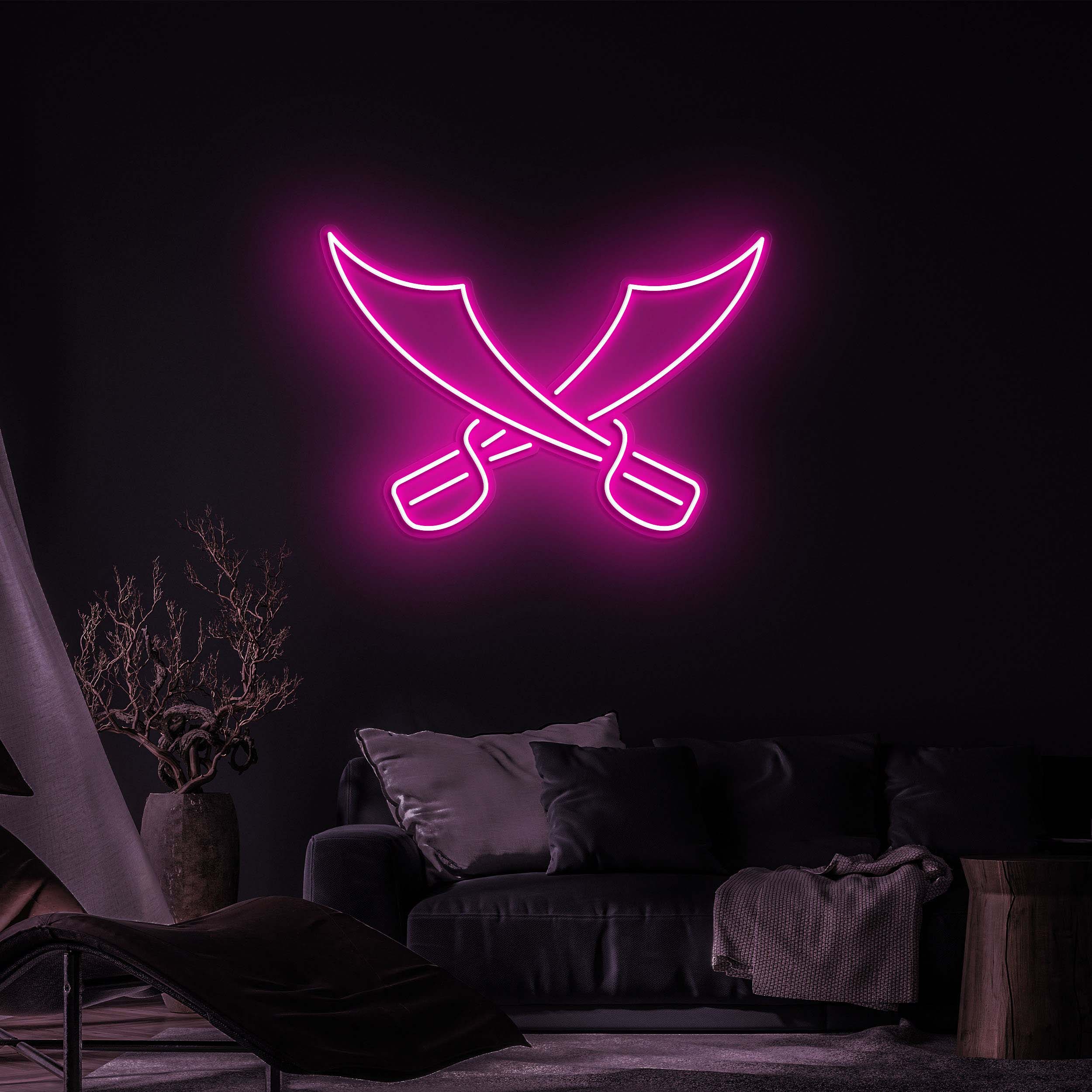 Pirate Swords Neon Sign, Crossed Swords Neon Art, Wall Decor for Pirate Rooms, Bars, and Man Caves, Pirate Swords Decor and Gift for Pirates