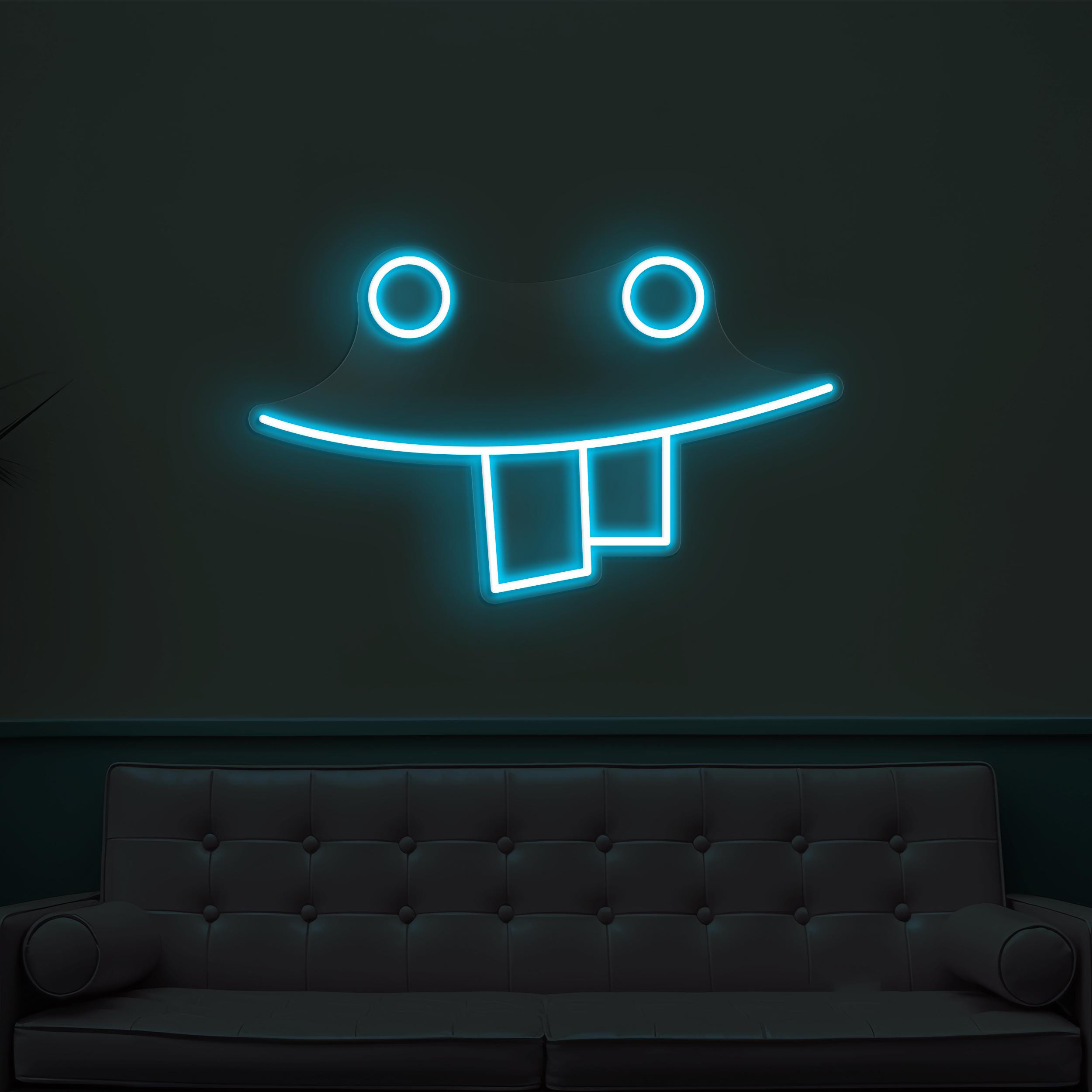Funny Face Neon Sign, Funny Face LED Light, Teeth Emoji Wall Decor, Party Wall Art, Nursery Room Neon Light, Cafe and Bar Pub Wall Light