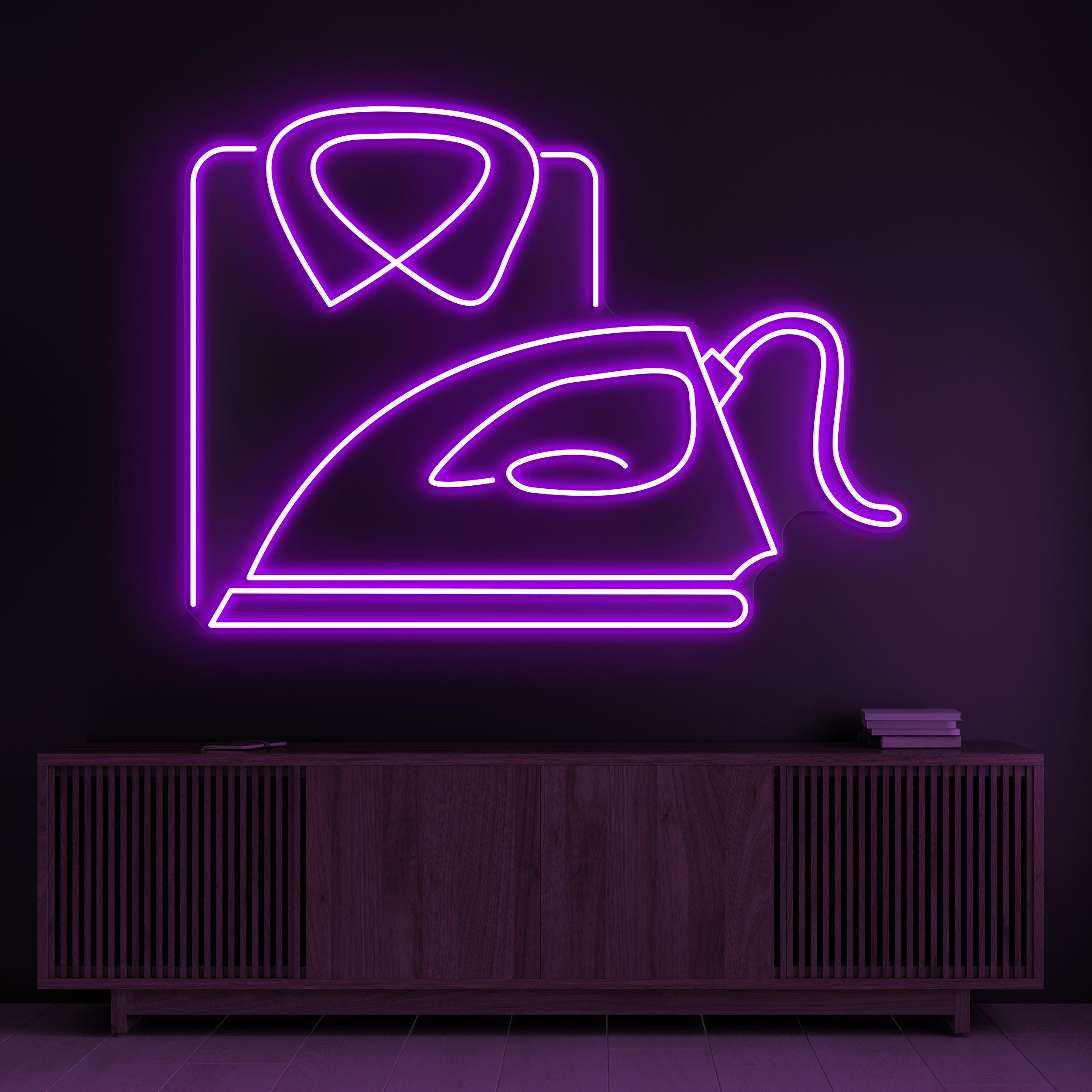 Iron & Shirt Neon Sign, Iron and Shirt LED Light, Laundry Press Wall Decor, Garment Shop Neon Light, Clothing Iron Wall Art, Led Neon Art