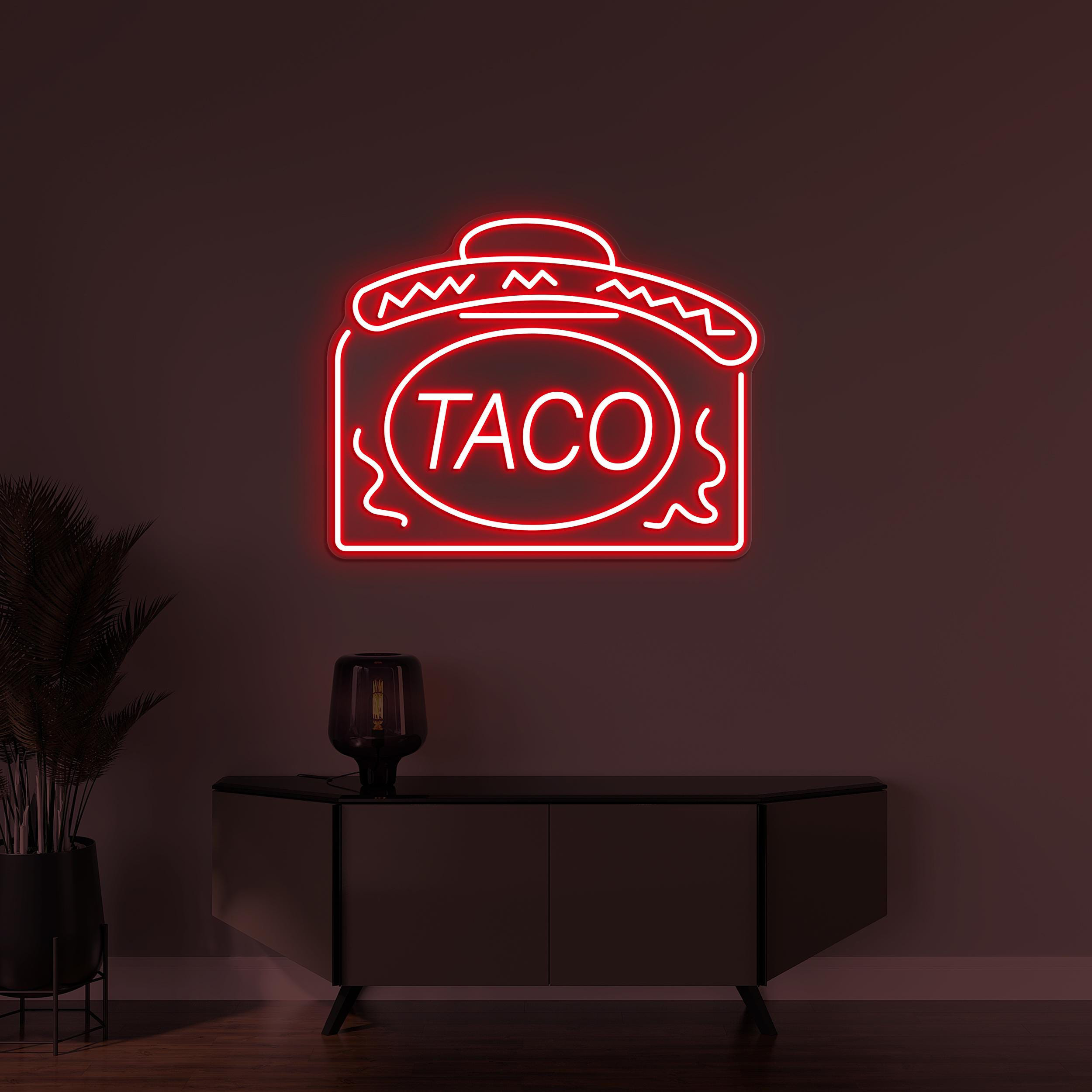 Taco Neon Sign, Taco LED Light, Taco Hat Wall Art, Mexican Wall Art, Home Wall Decor, Restaurant Mexican Light, Kitchen Wall Sign, Taco Art